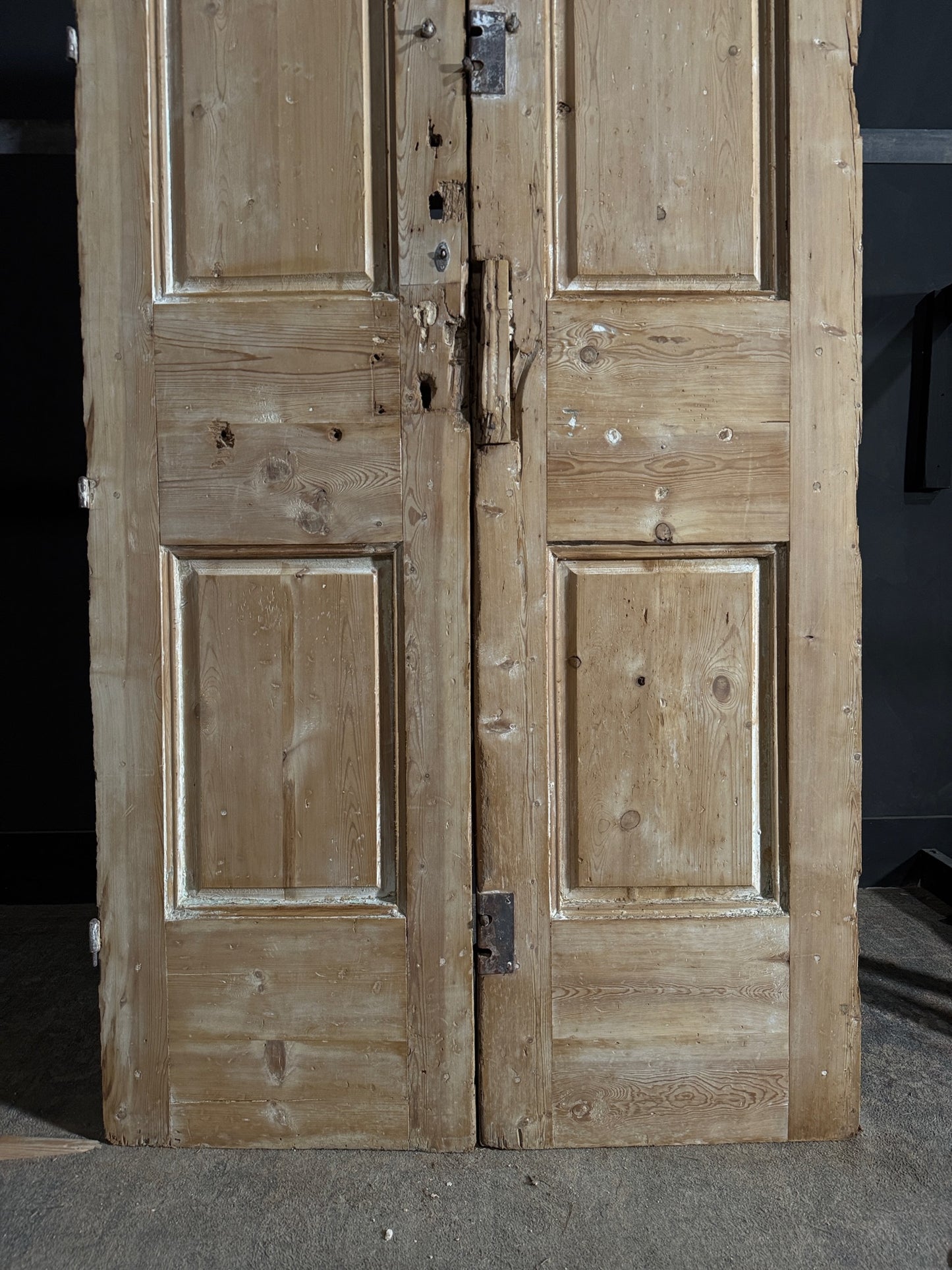 Antique Carved 4 Panel Double Doors - 44x99 - N651