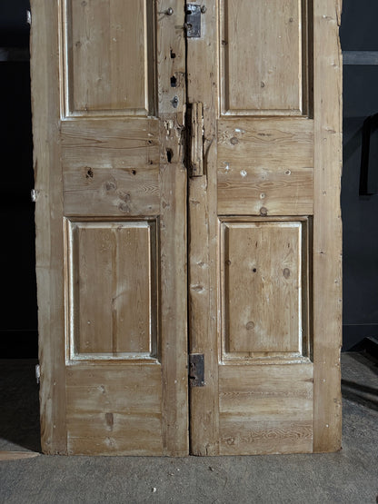 Antique Carved 4 Panel Double Doors - 44x99 - N651