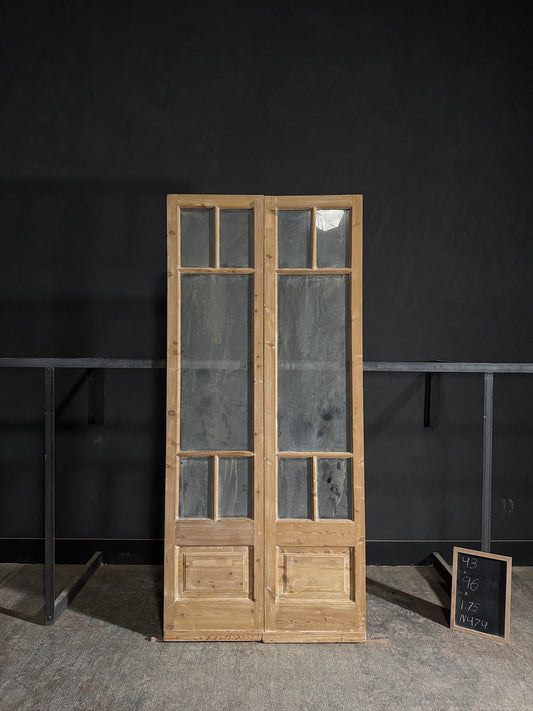 Antique Glass 4 Lite French Doors - 43x96 - N474