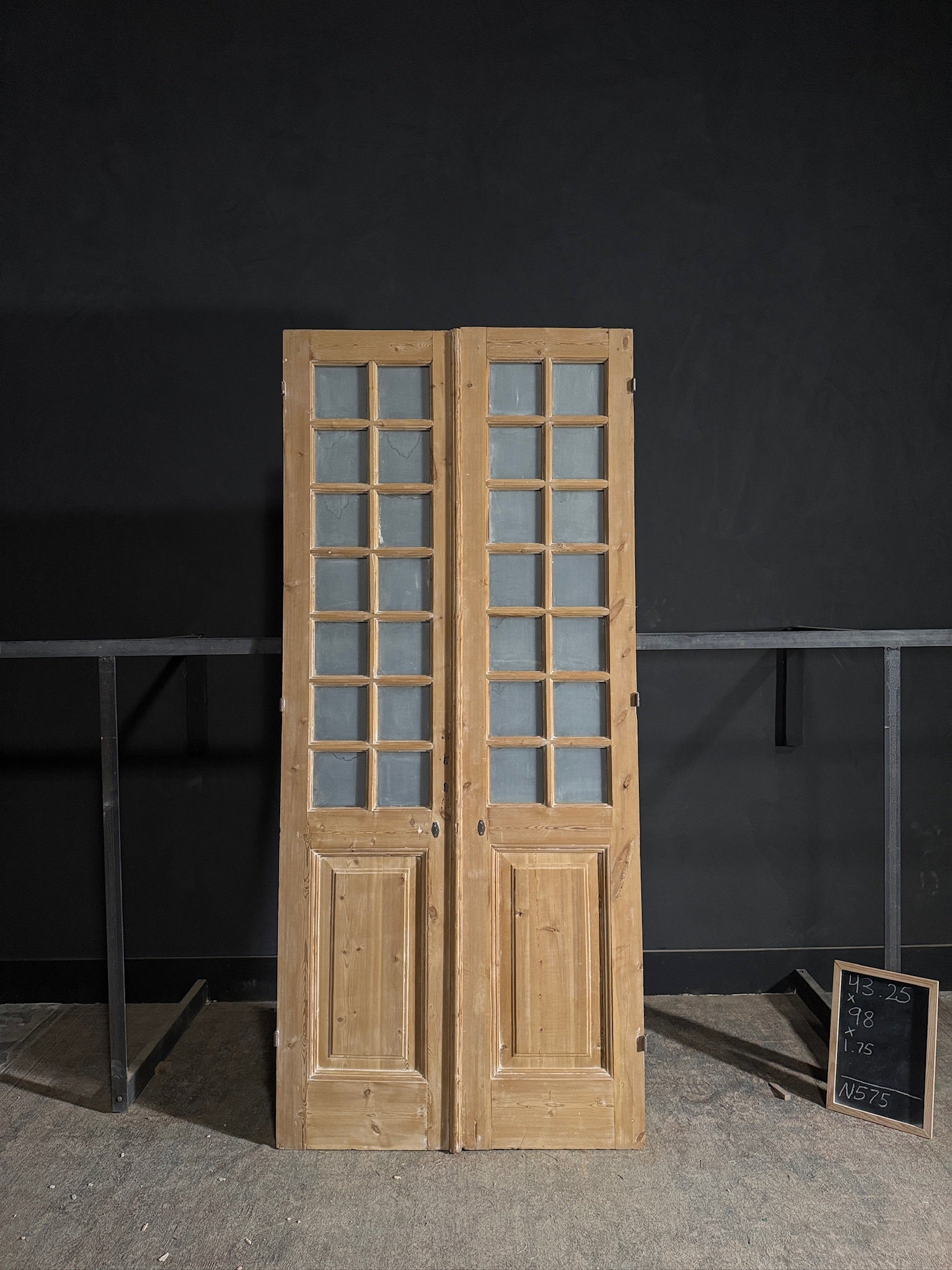 Antique Obscured Glass 14 Lite French Doors - 43.25x98 - N575