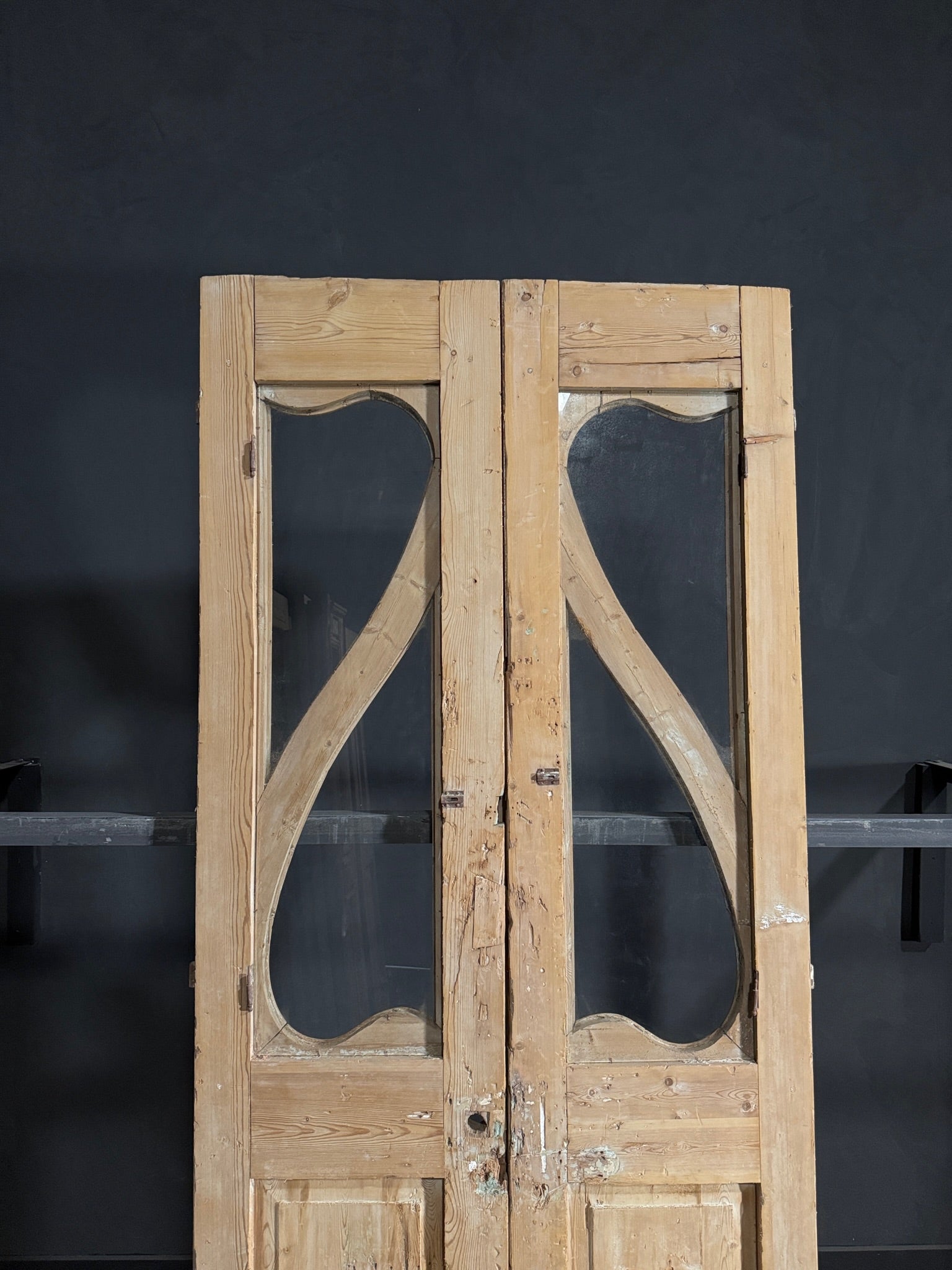 Antique Art Nouveau Glass French Doors - 41.5x97.75 - N65