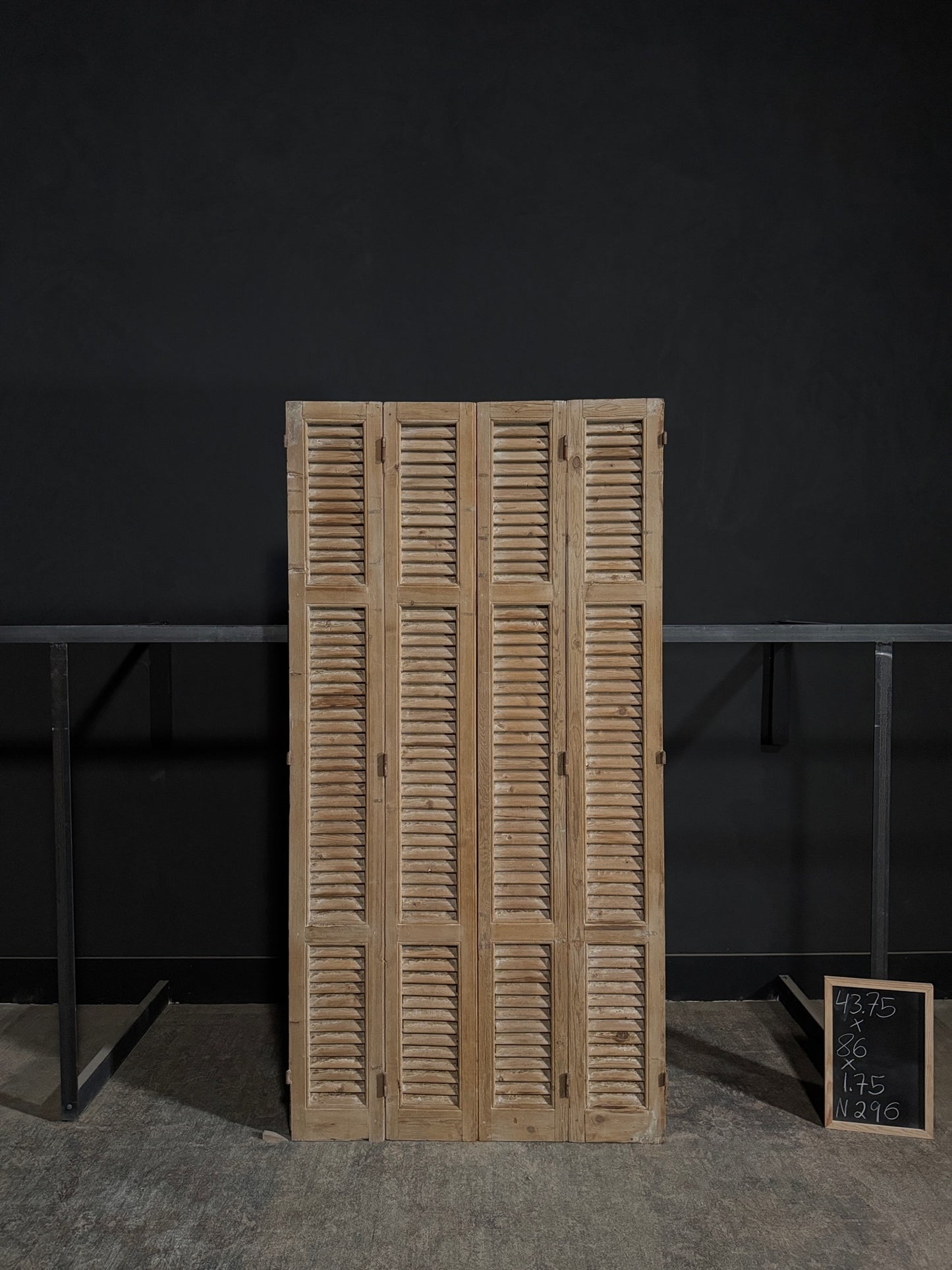 Antique Louvered 3 Panel Bi-Fold Doors - 43.75x86 - N296
