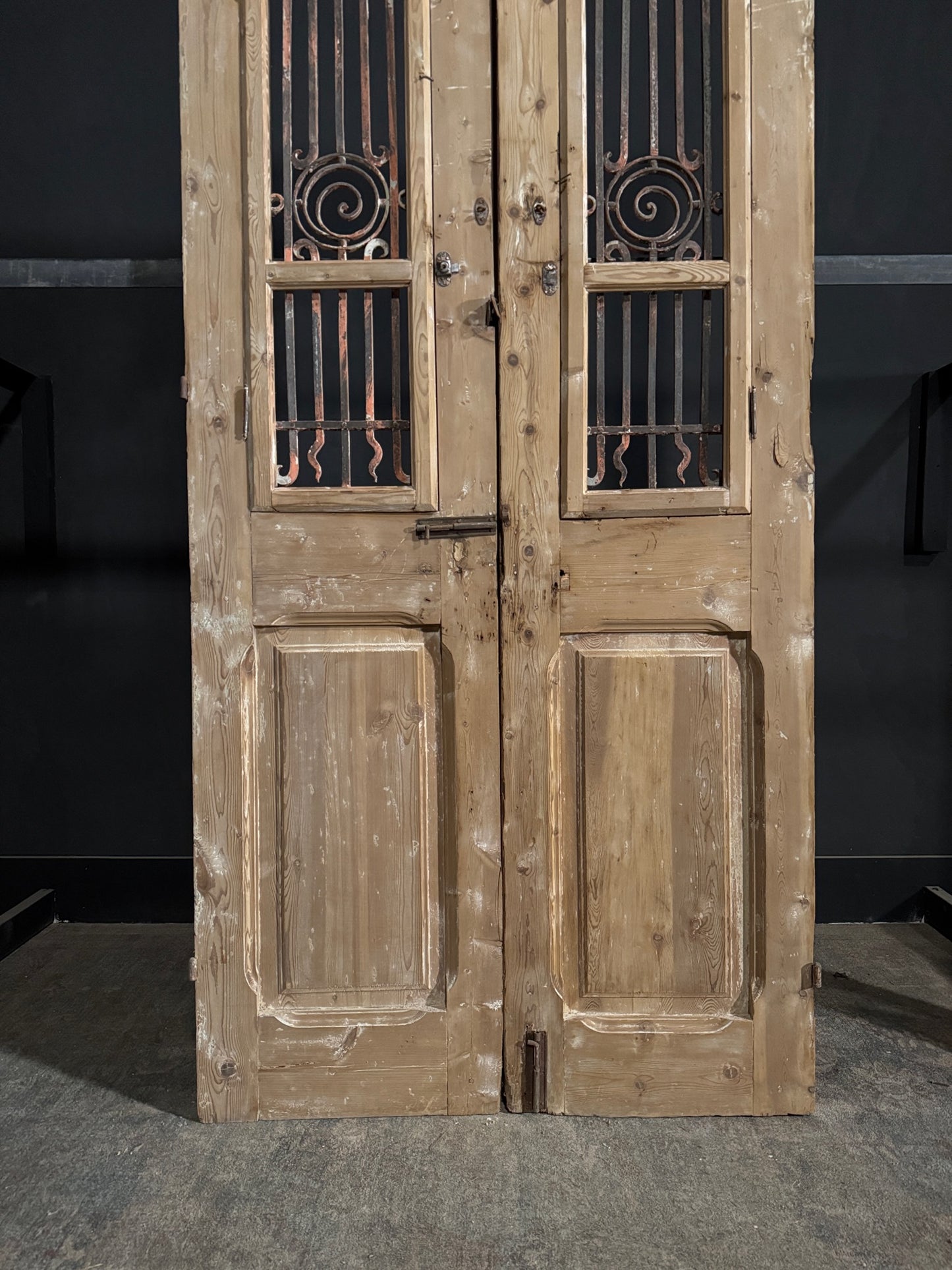 Antique Carved Iron French Doors - 42.5x95 - N278