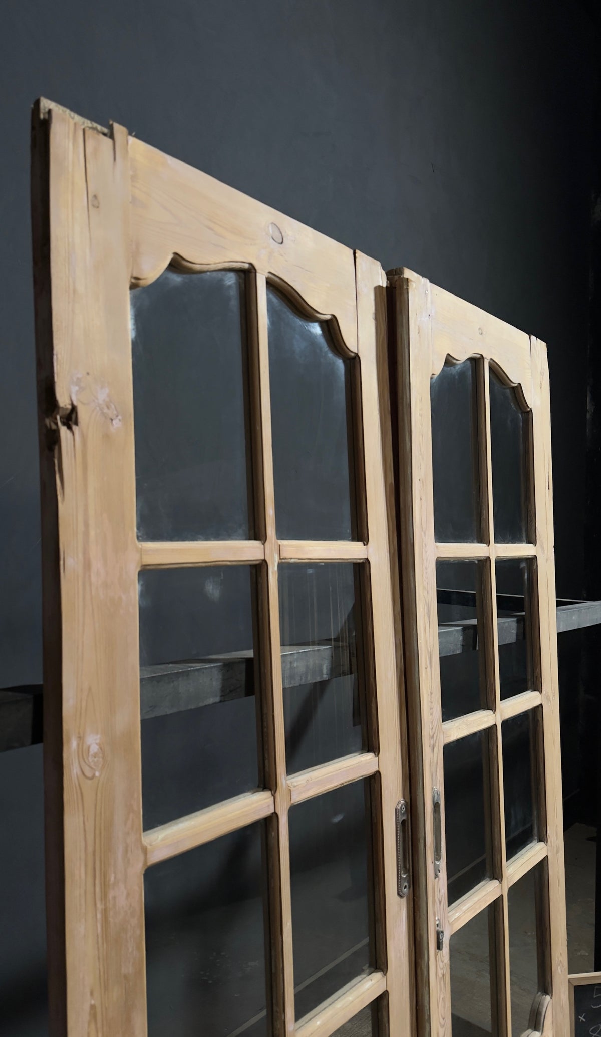 Antique Raised Panel Glass French Doors - 53x84.5 - N779