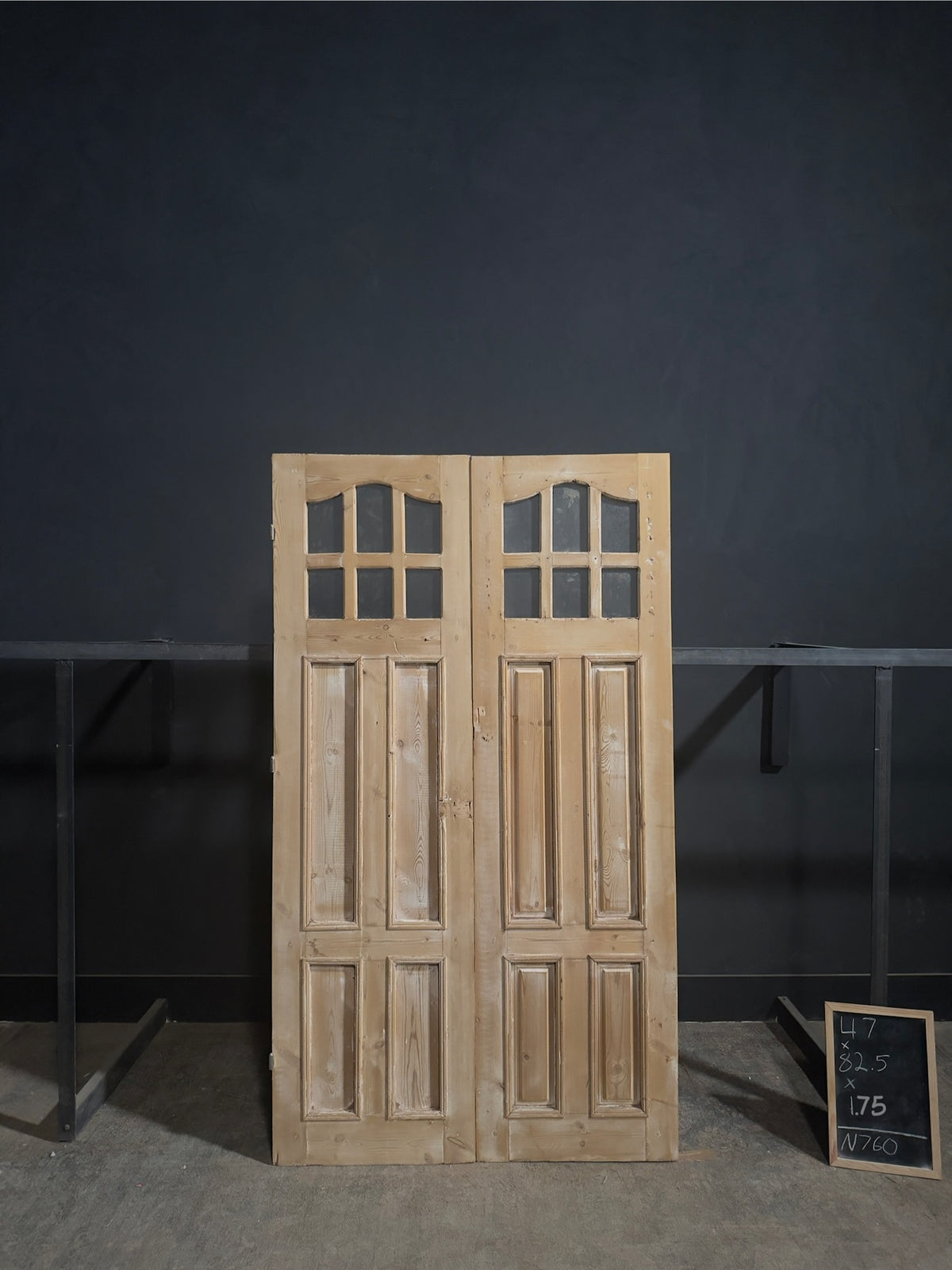 Antique Paneled Clear Glass Double Doors - 47x82.5 - N760