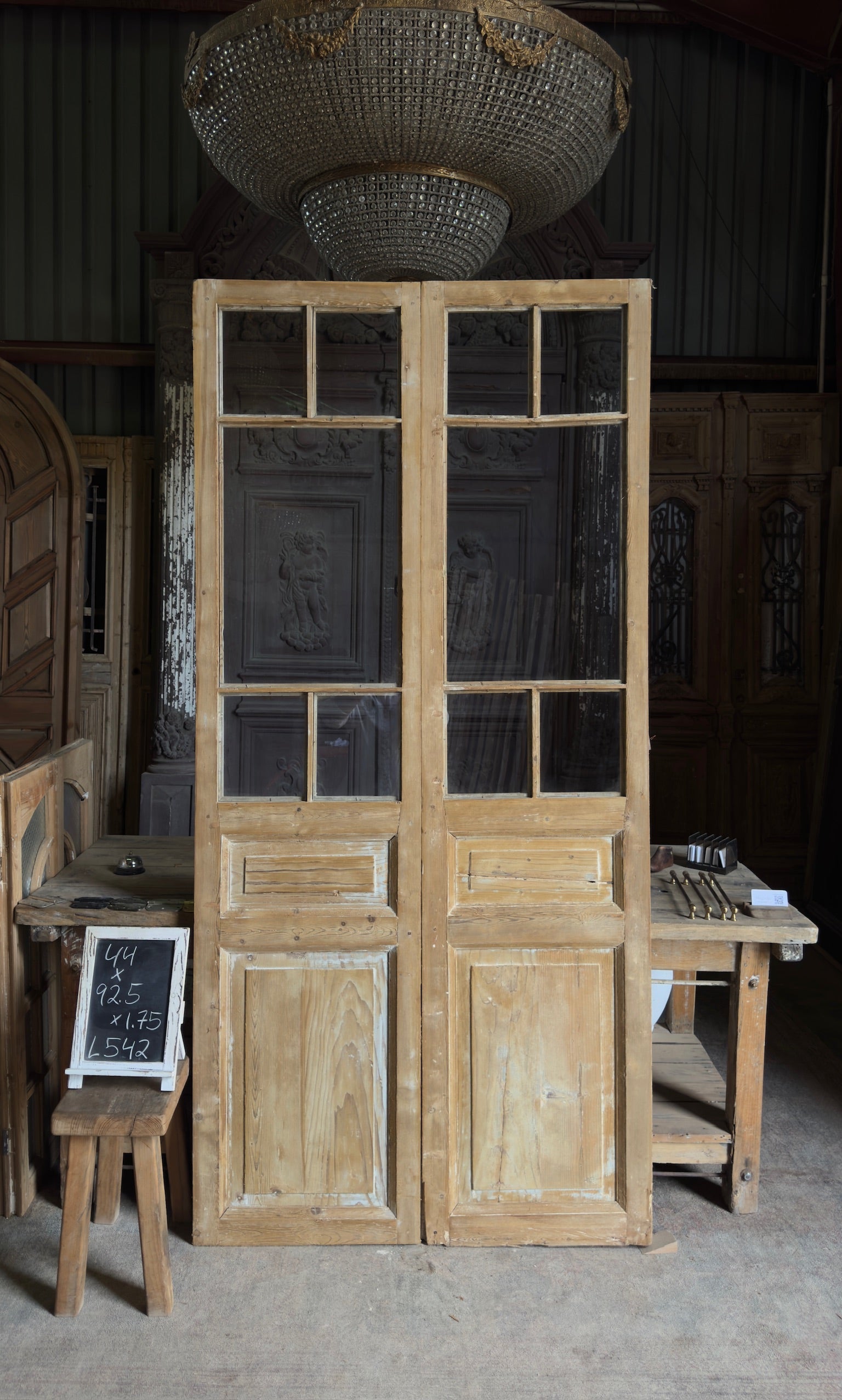 Antique Glass 8 Lite French Doors - 44x92.5 - L542