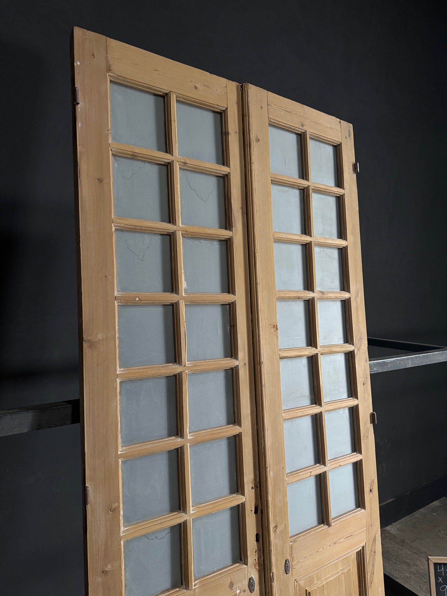 Antique Obscured Glass 14 Lite French Doors - 43.25x98 - N575