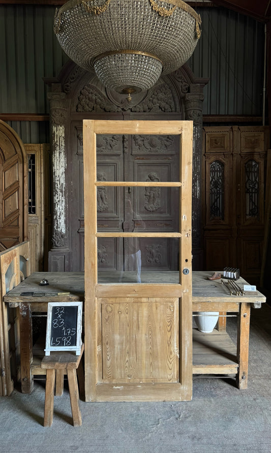 Antique Glass 3 Lite French Door - 32x83 - L598