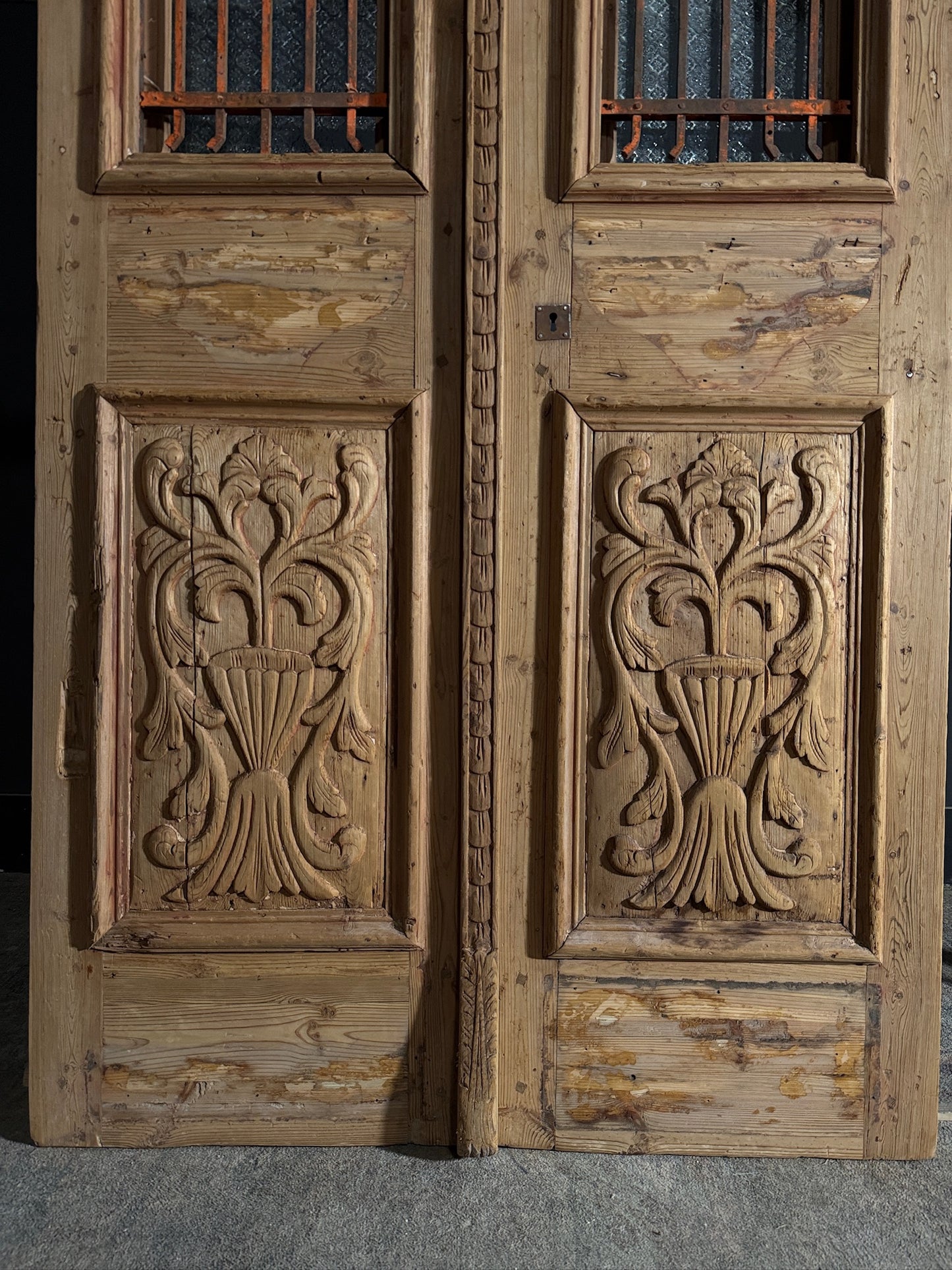 Antique Carved Iron French Doors - 46.75x101 - N600