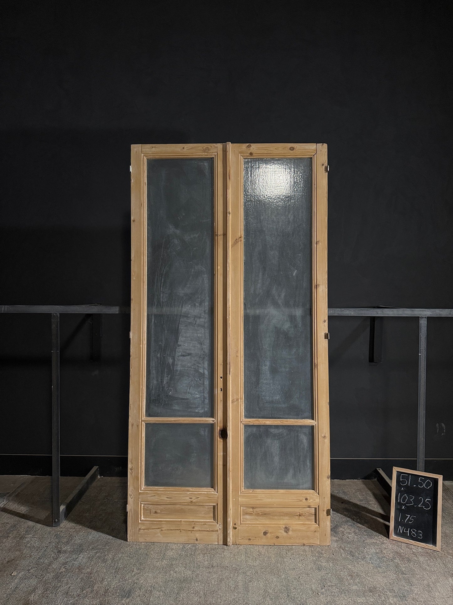Antique Obscured Glass 2 Lite French Doors - 51.5x103.25 - N483