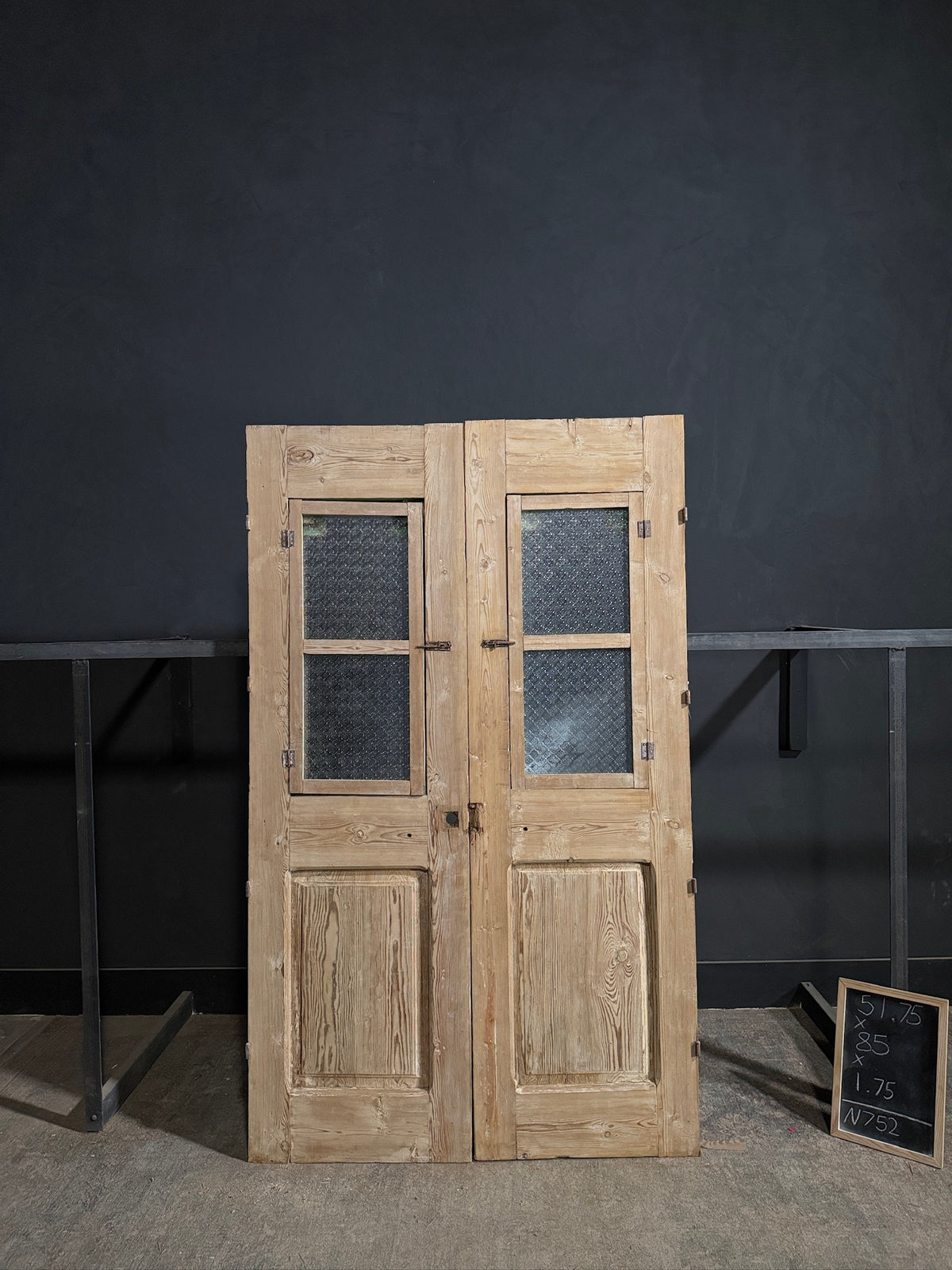 Antique Architectural Textured Glass French Doors - 51.75x85 - N752