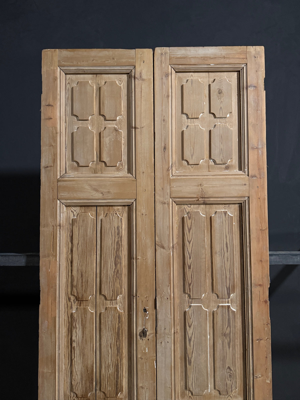 Antique 3 Panel Solid Double Doors - 39.5x97 - N691