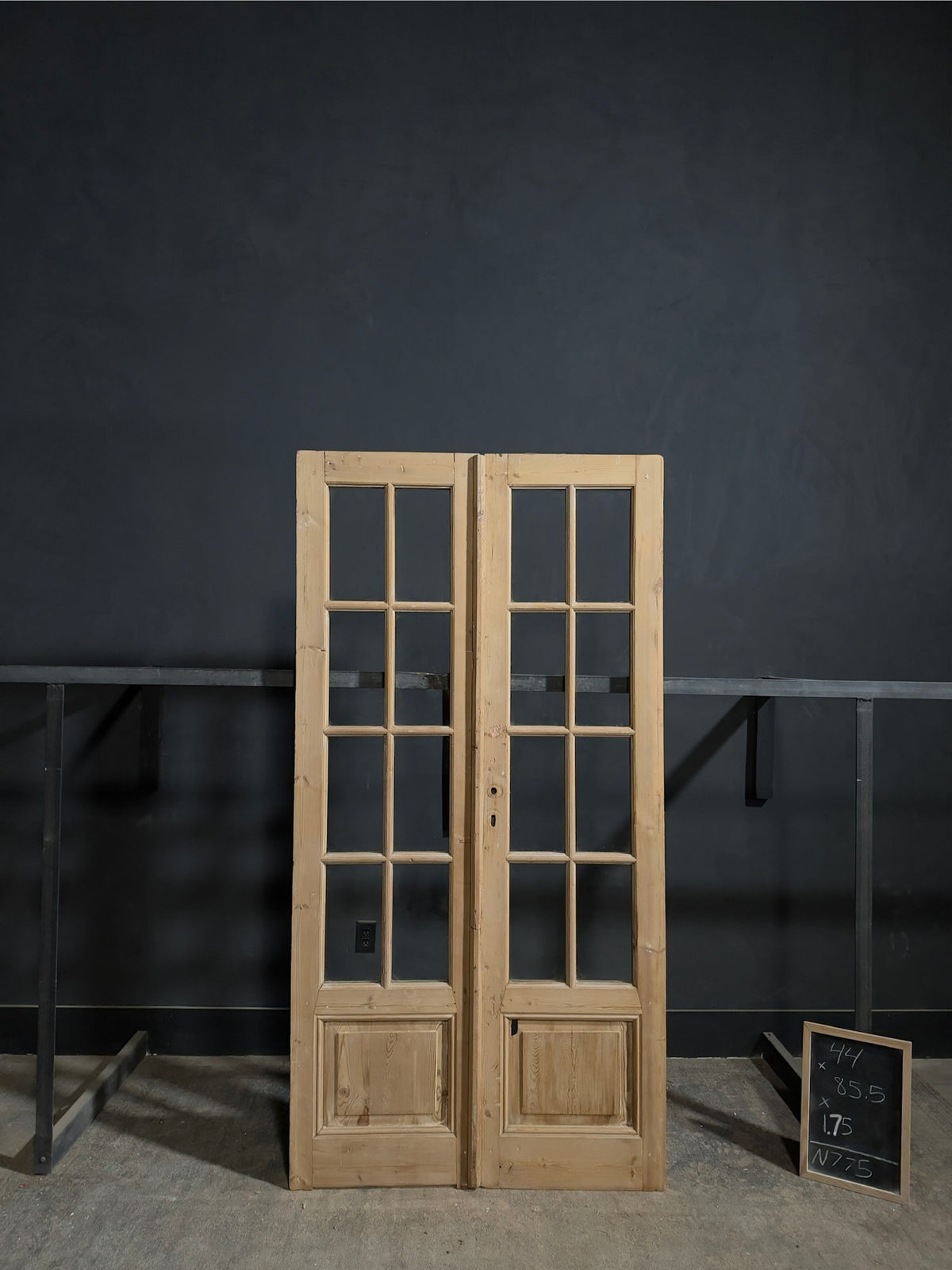 Antique Raised Panel Glass French Doors - 44x85.5 - N775