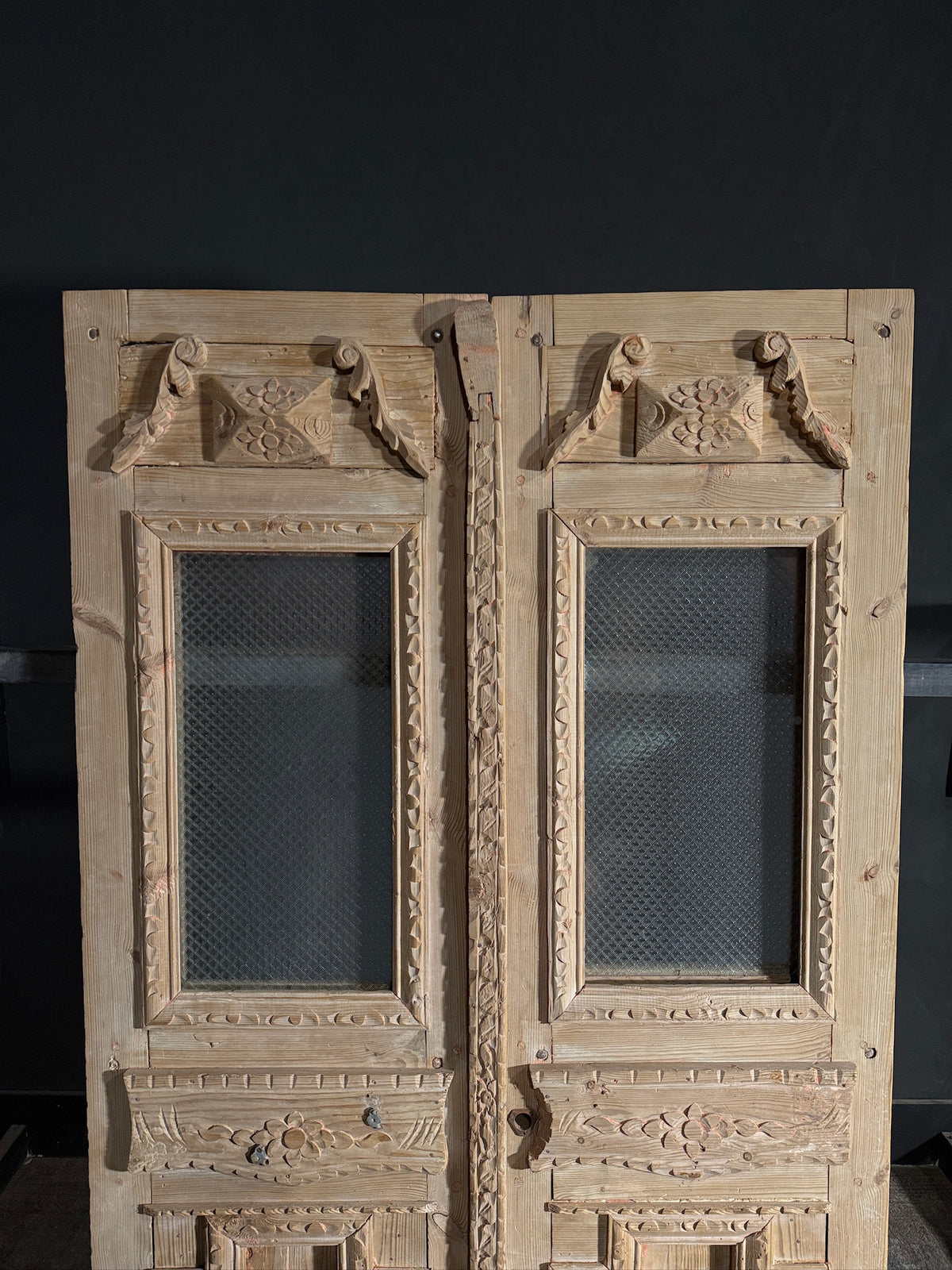 Antique Carved 1 Lite French Doors - 47x80.25 - N601