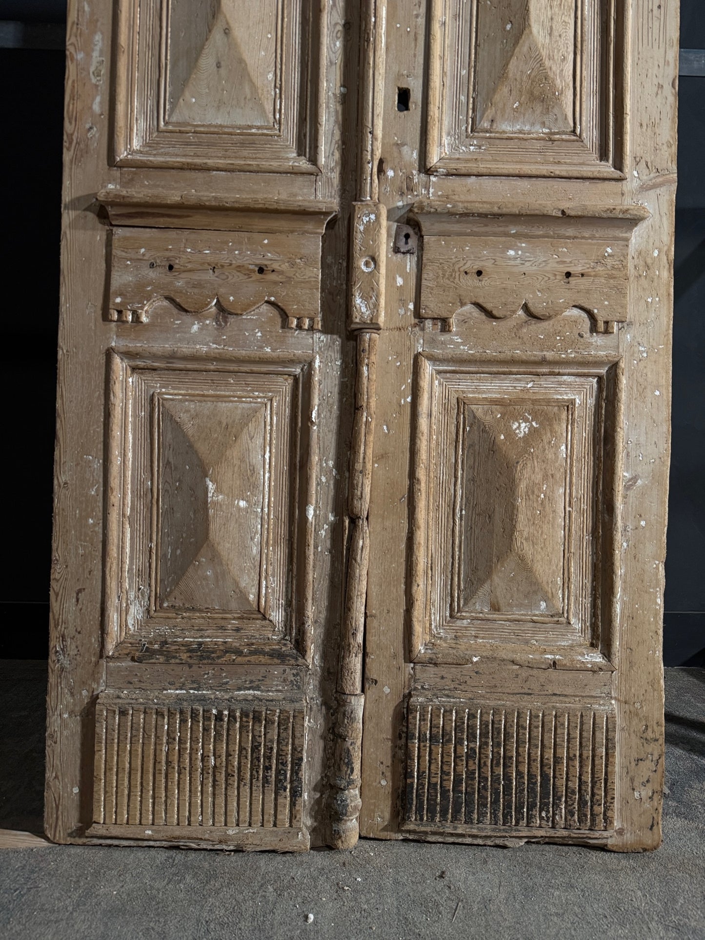Antique Carved 4 Panel Double Doors - 44x99 - N651