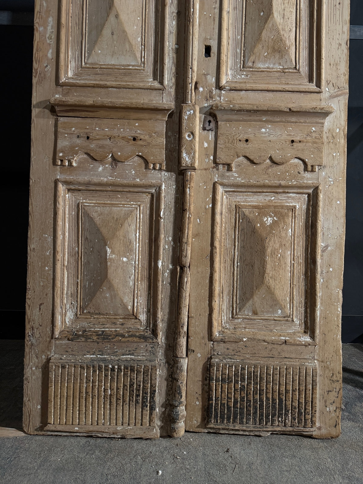 Antique Carved 4 Panel Double Doors - 44x99 - N651