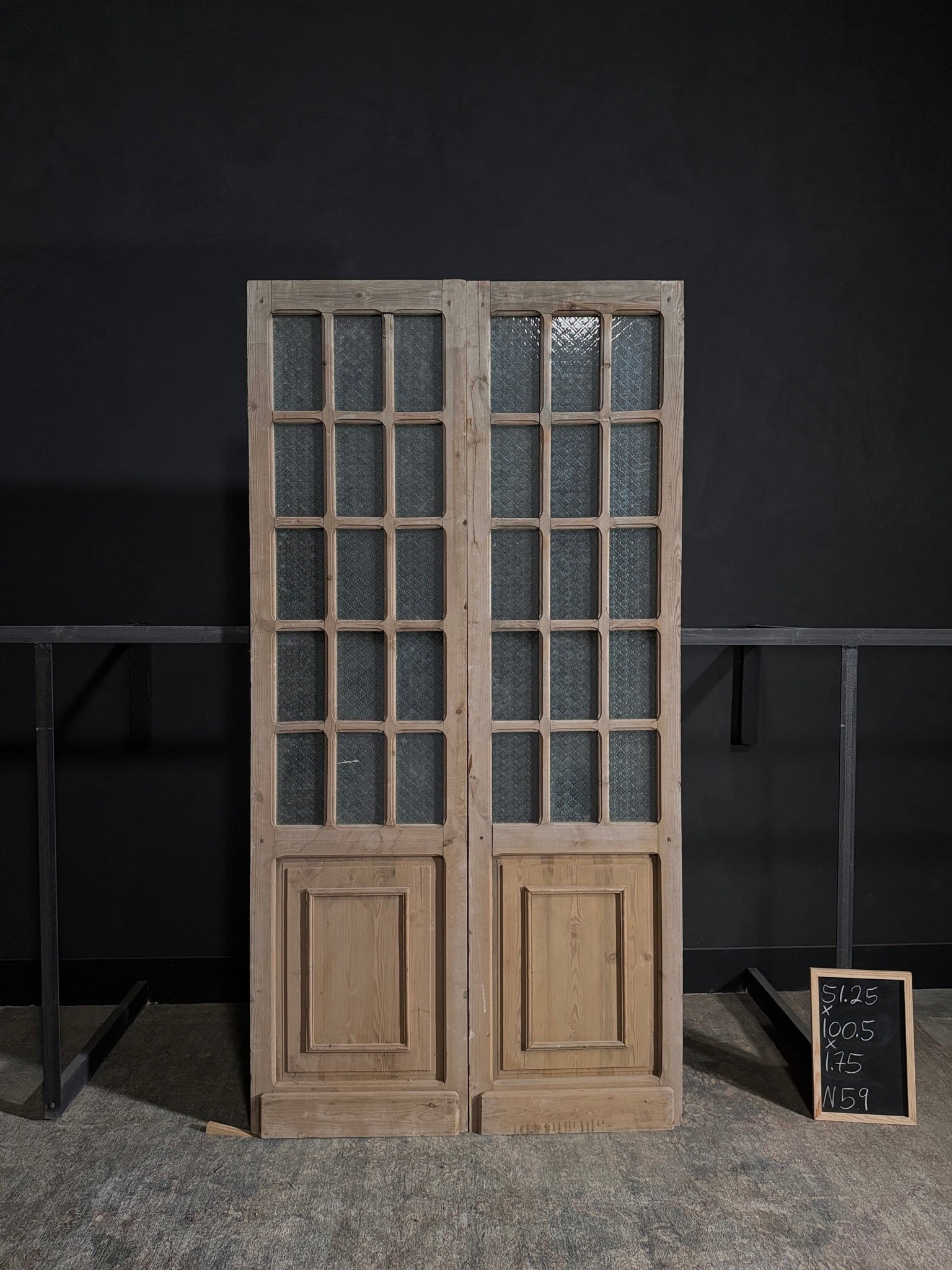 Antique Obscured Glass 7 Lite French Doors - 51.25x100.5 - N59