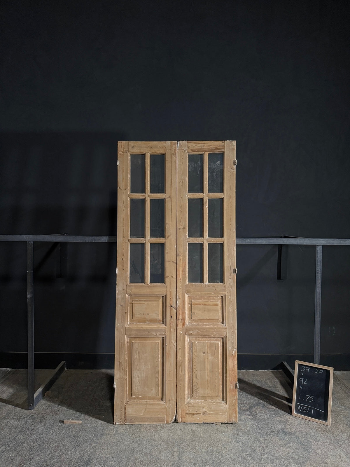 Antique Glass 6 Lite French Doors - 39.5x92 - N551