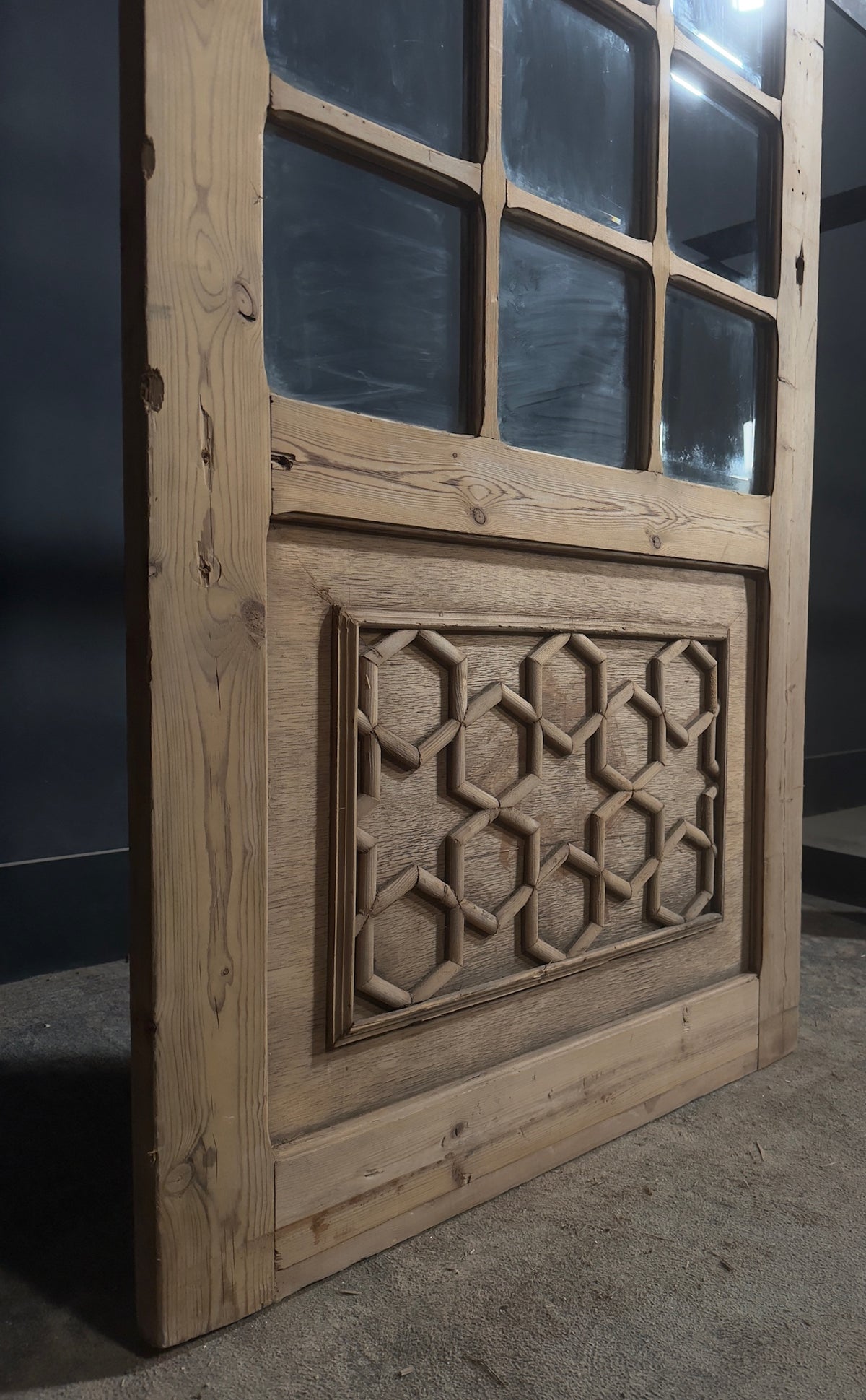 Antique Clear Glass Geometric Panel Entry Door - 35.5x80.5 - N771