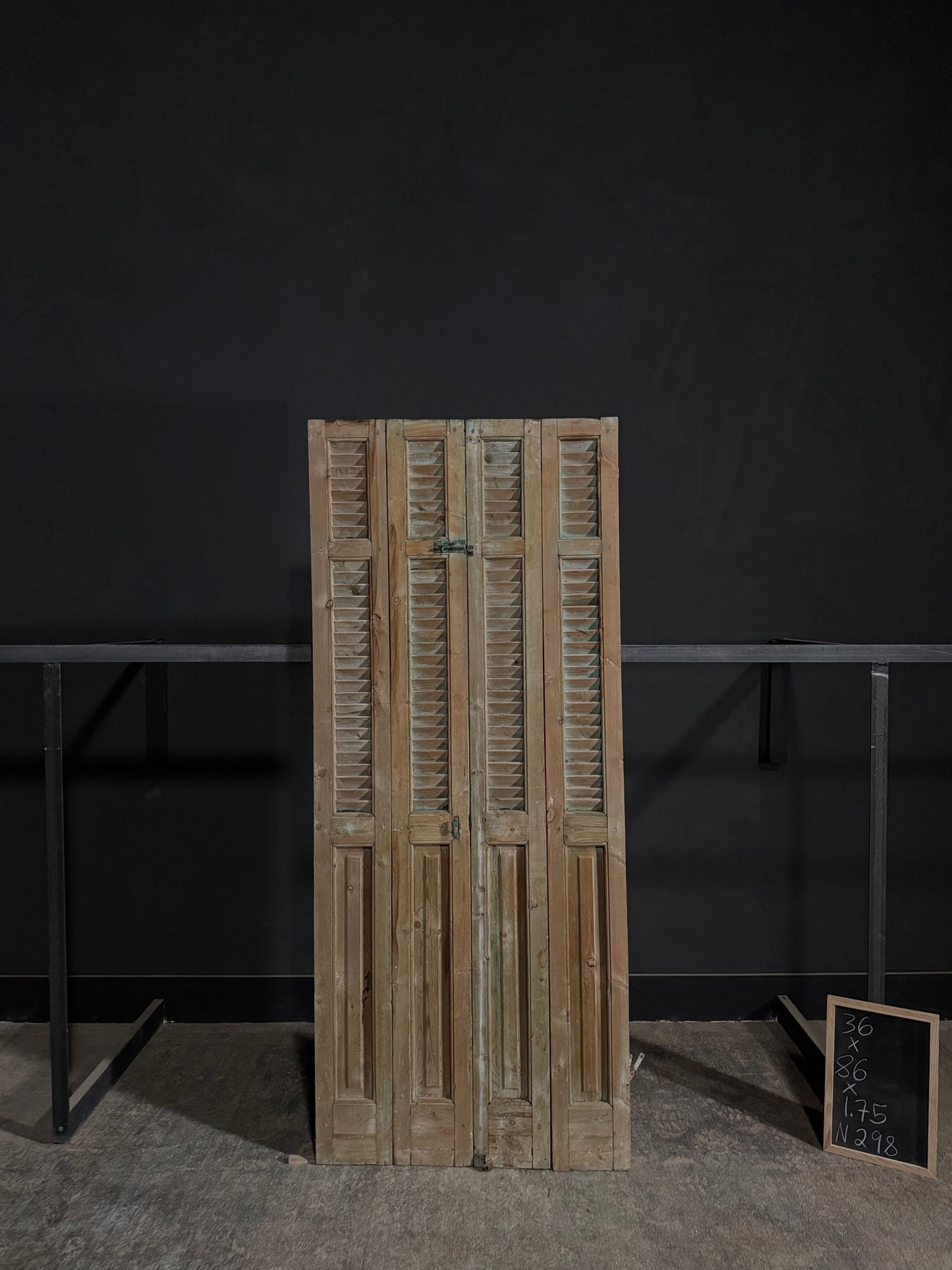 Antique Louvered 3 Panel Bi-Fold Doors - 36x86 - N298