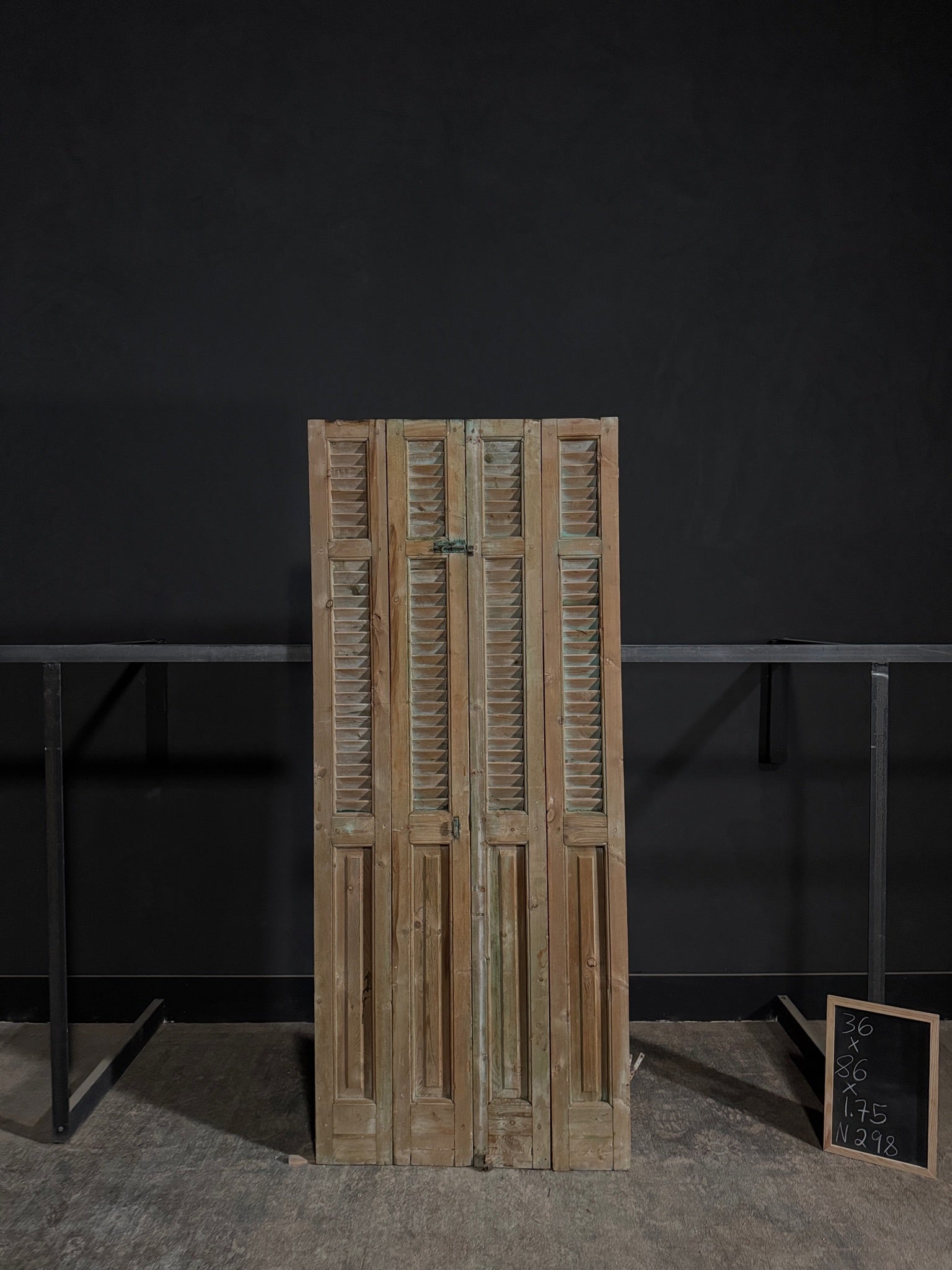 Antique Louvered 3 Panel Bi-Fold Doors - 36x86 - N298