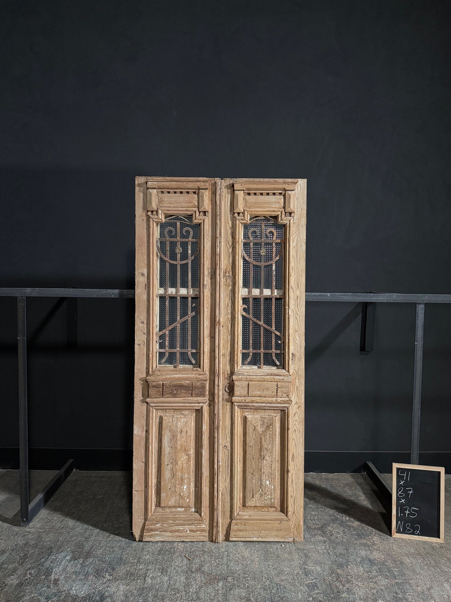 Antique Carved Iron French Doors - 41x87 - N82