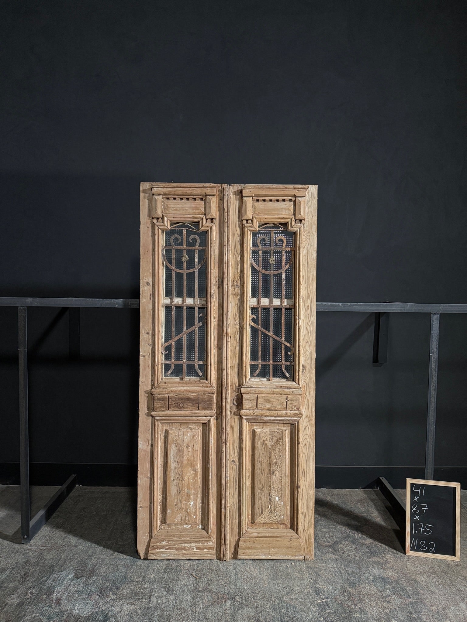 Antique Carved Iron French Doors - 41x87 - N82