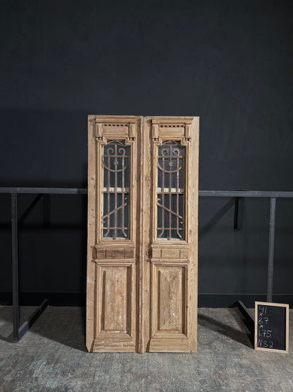 Antique Carved Iron French Doors - 41x87 - N82
