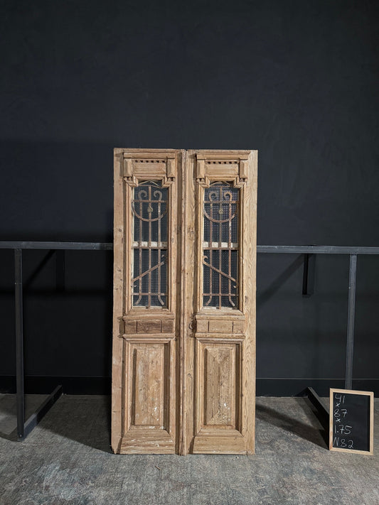 Antique Carved Iron French Doors - 41x87 - N82
