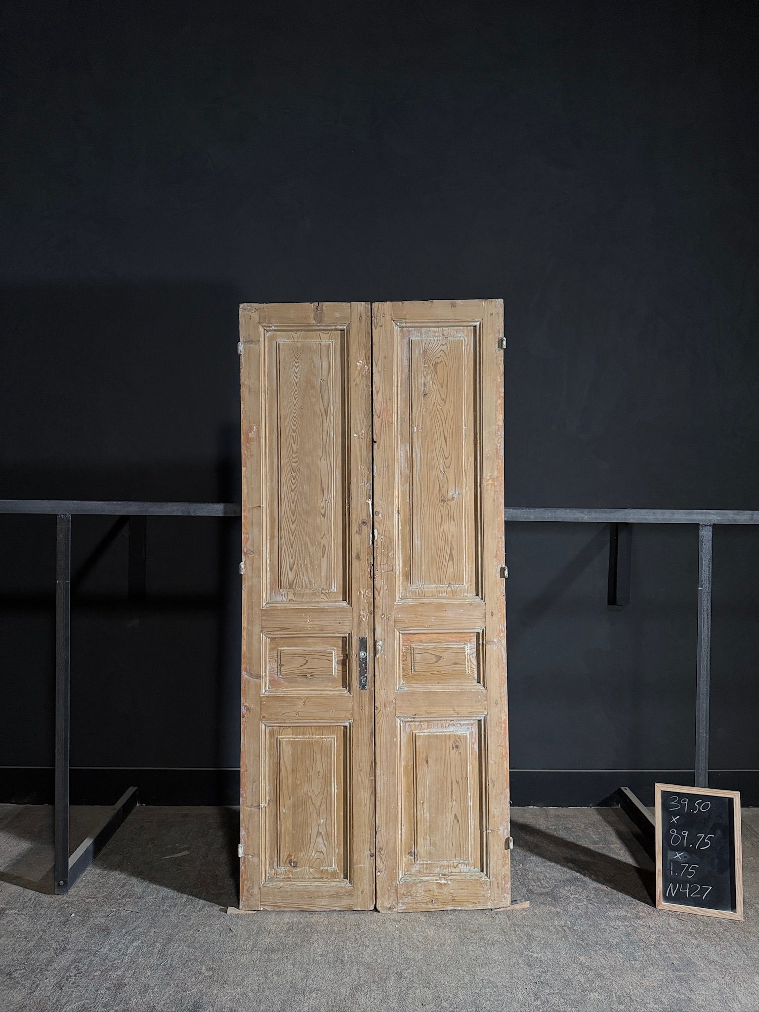 Antique 3 Panel Solid Double Doors - 39.5x89.75 - N427