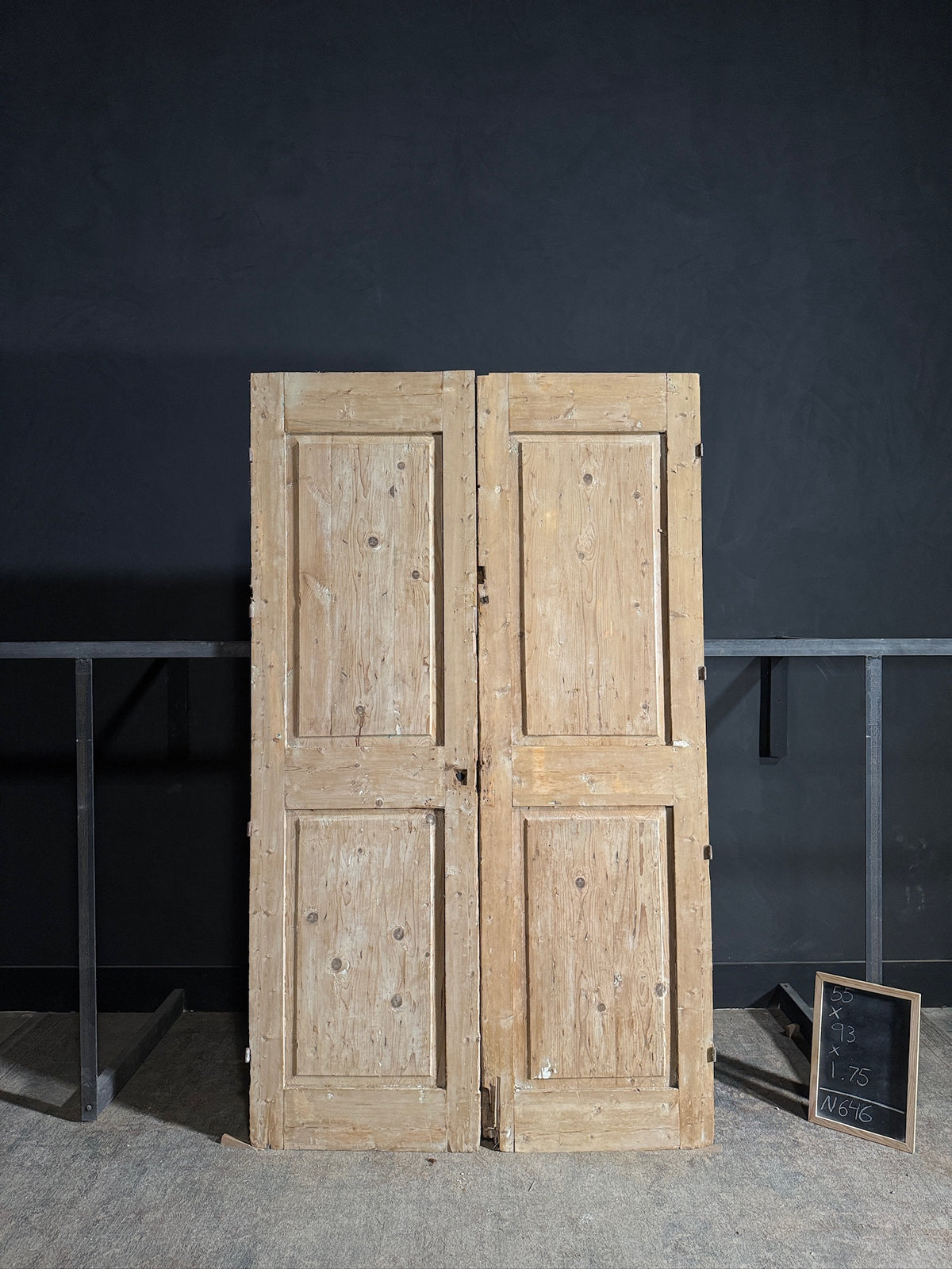 Antique Carved 3 Panel Double Doors - 55x93 - N646