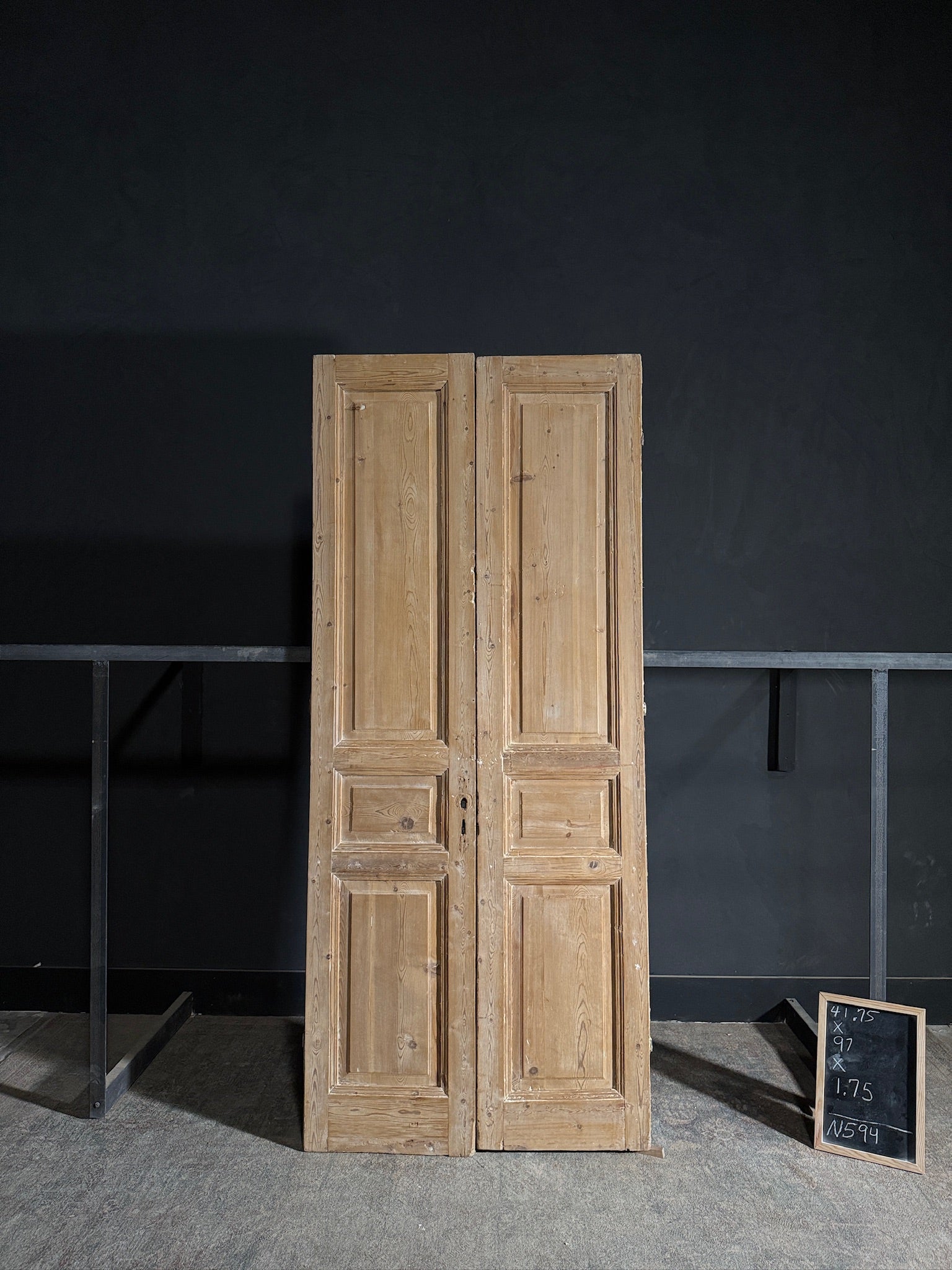 Antique 3 Panel Solid Double Doors - 41.75x97 - N594