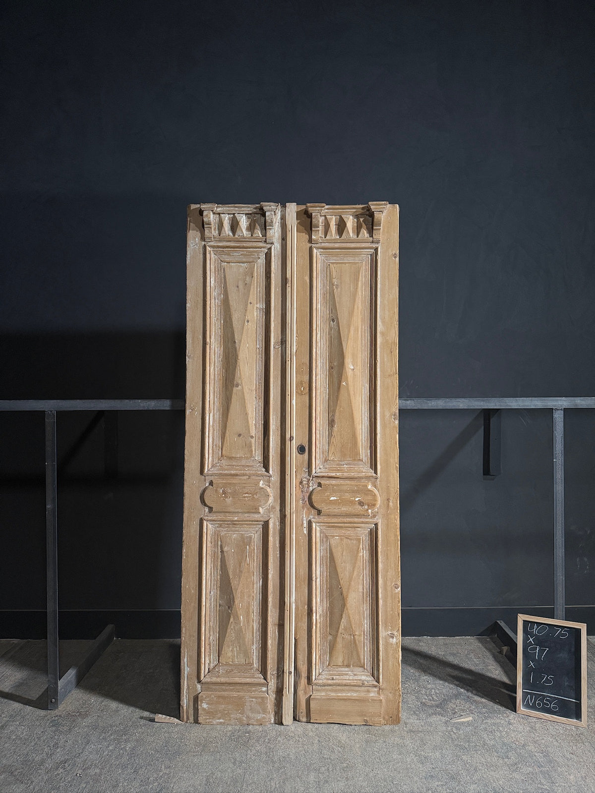 Antique Fluted 3 Panel Double Doors - 40.75x97 - N656