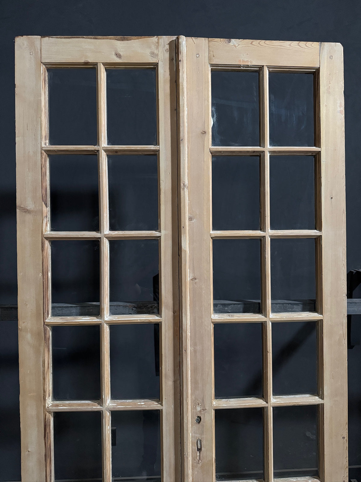 Antique Clear Glass Raised Panel French Doors - 48x98.5 - N772