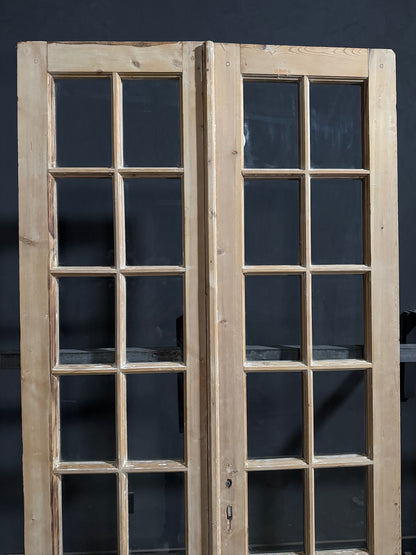 Antique Clear Glass Raised Panel French Doors - 48x98.5 - N772