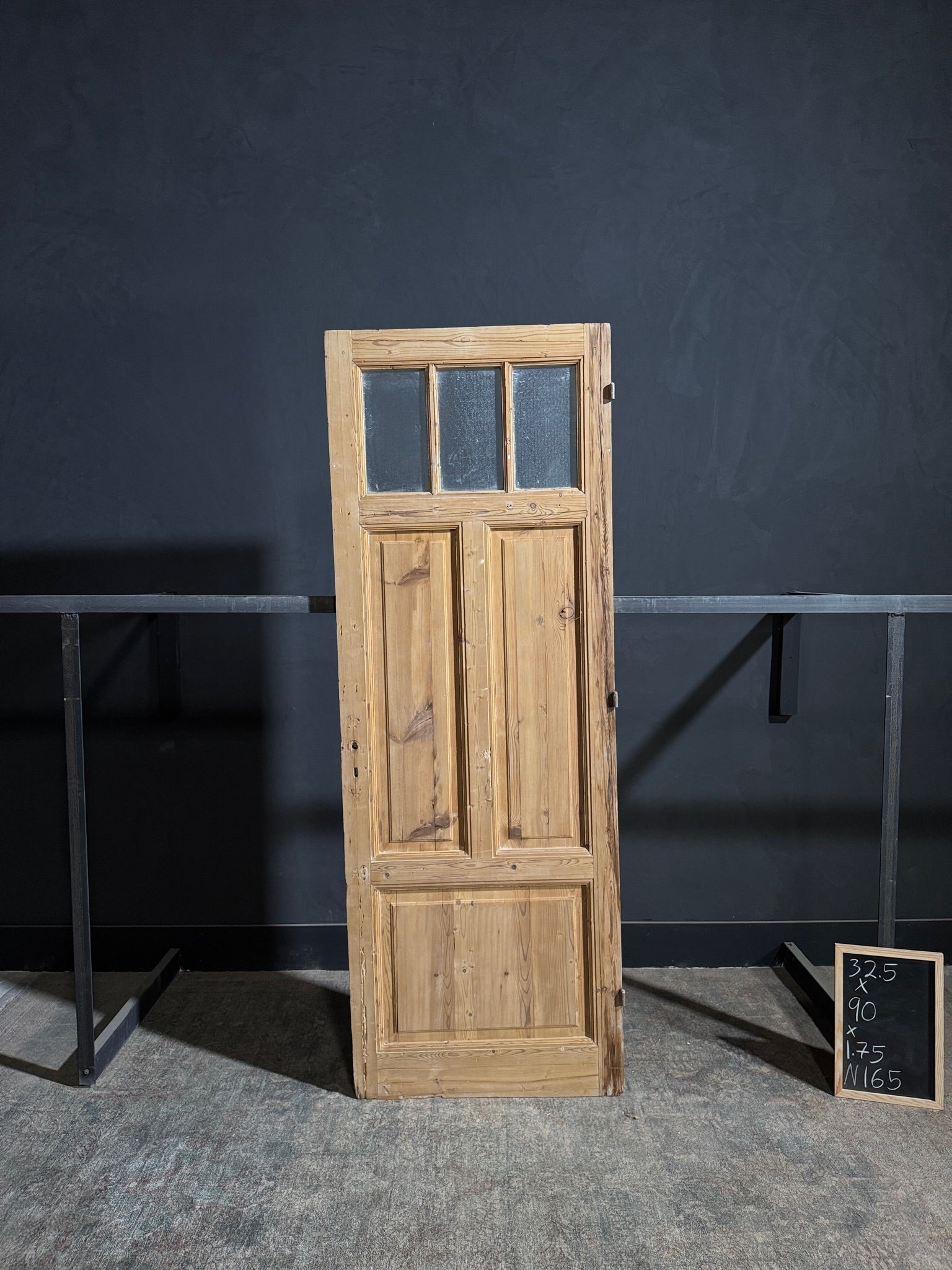 Antique Obscured Glass 3 Lite Single Door - 32.5x90 - N165