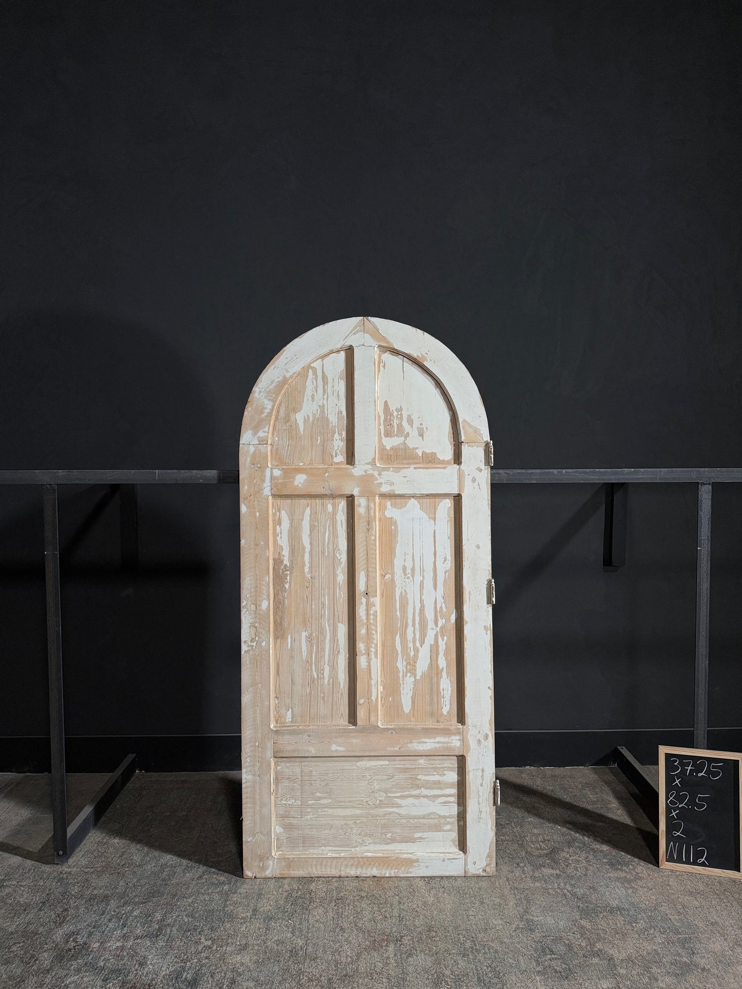 Antique Carved 5 Panel Arched Single Door - 37.25x82.5 - N112