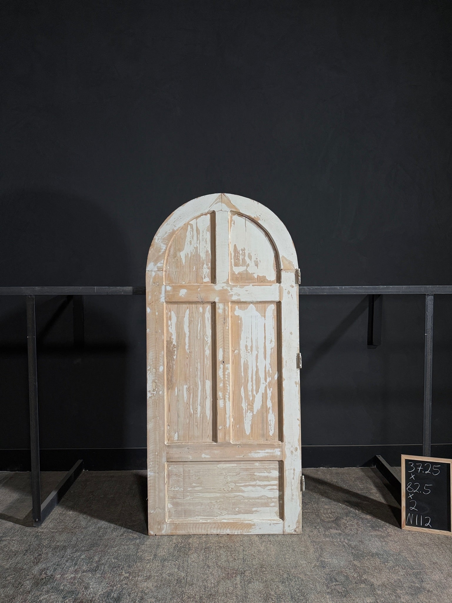 Antique Carved 5 Panel Arched Single Door - 37.25x82.5 - N112