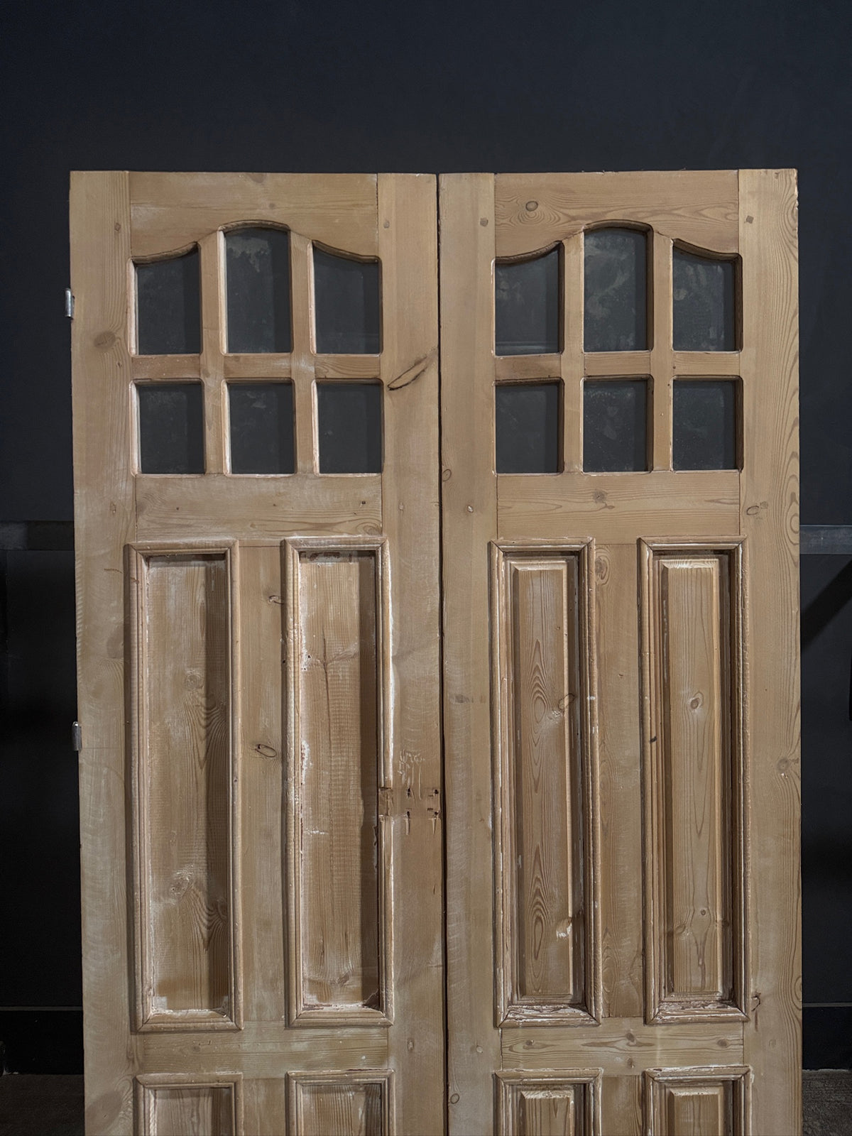 Antique Paneled Clear Glass Double Doors - 47x82.5 - N760