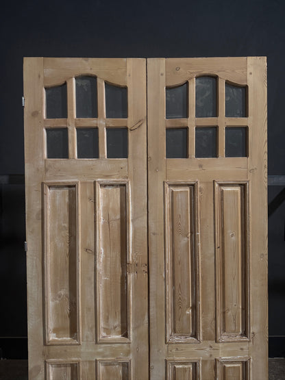 Antique Paneled Clear Glass Double Doors - 47x82.5 - N760