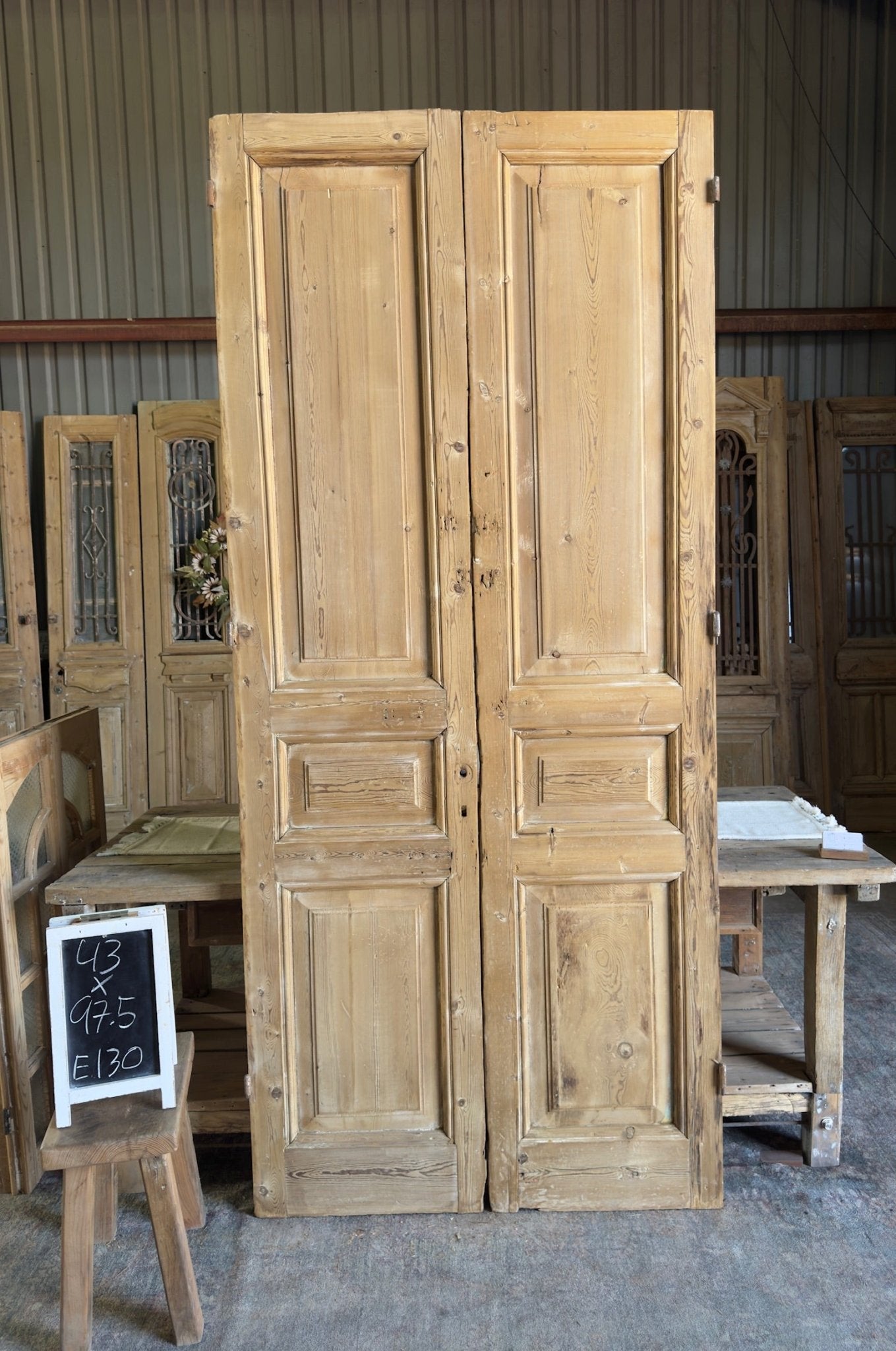 Carved 19th Century Antique French Doors - 43x97.5 E130 - Magnolia Antique Door Co.