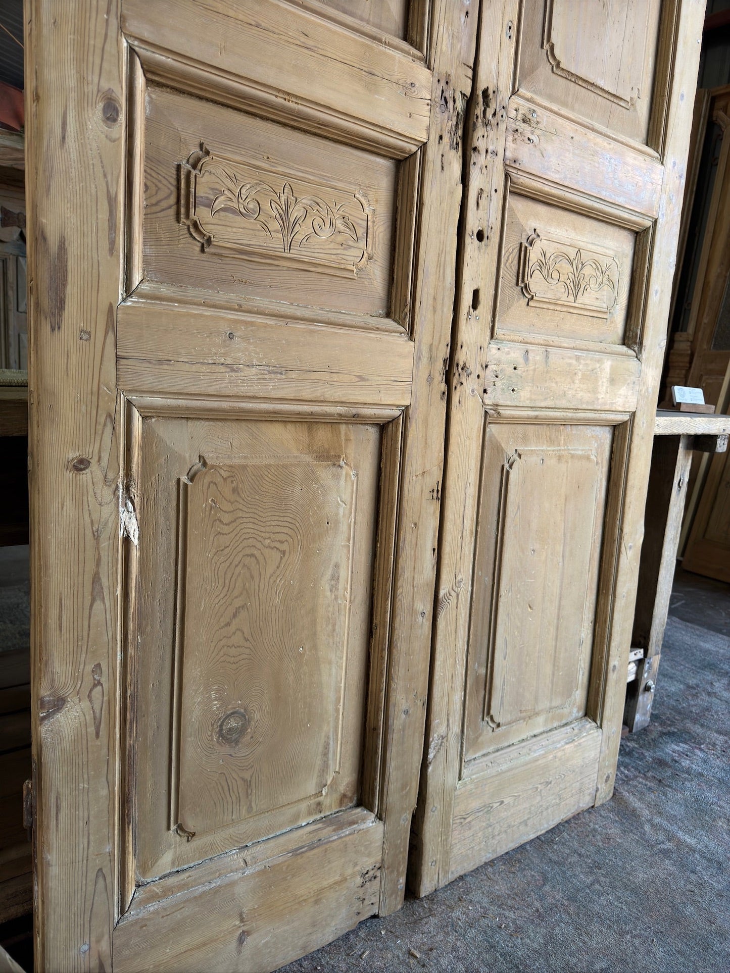 Carved 19th Century Antique French Doors - 43x97.5 E130 - Magnolia Antique Door Co.