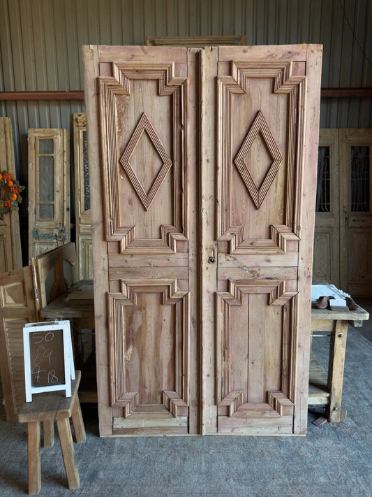 Carved Baltic Pine Antique Doors - 50x89 F18 - Magnolia Antique Door Co.