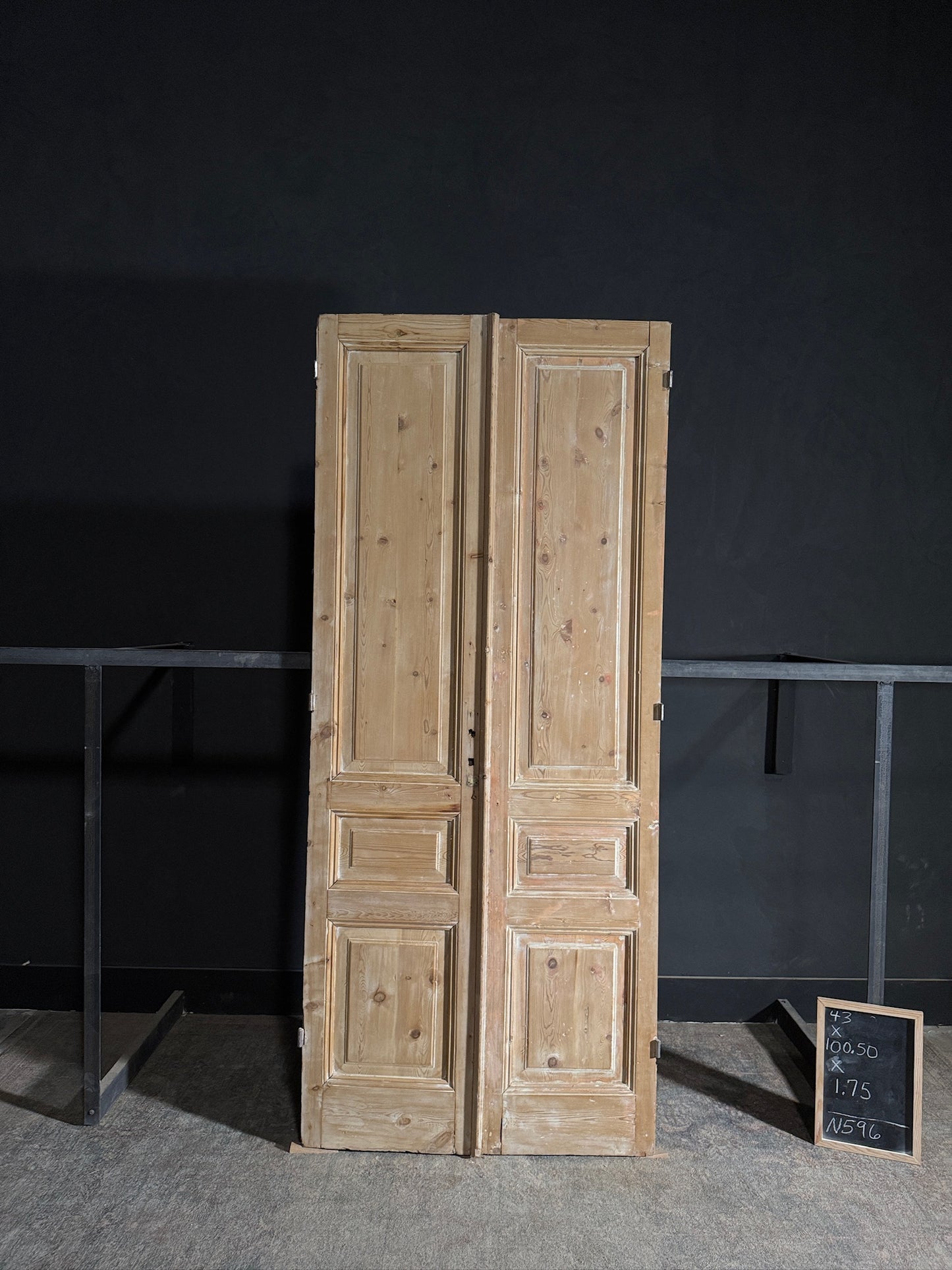 Antique 3 Panel Solid Double Doors - 43x100.5 - N596