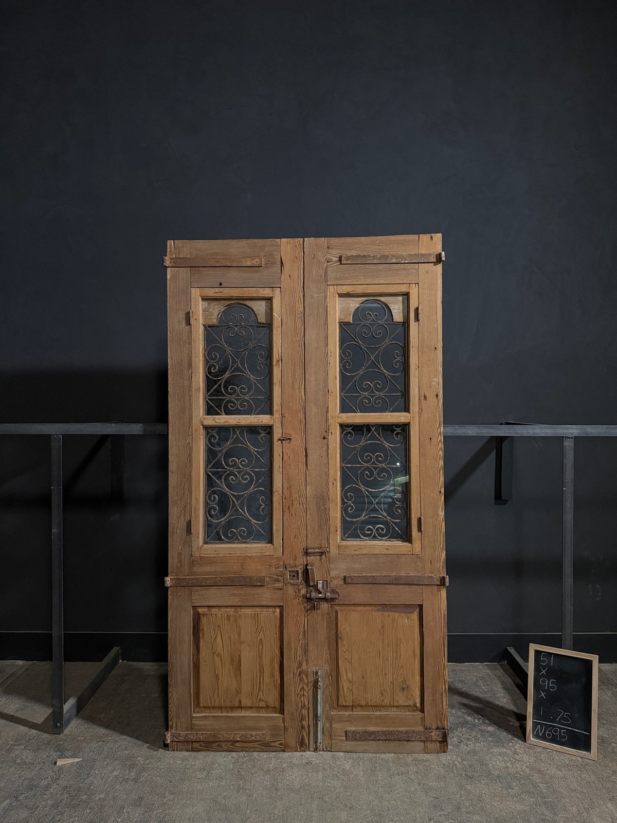 Antique Carved Iron French Doors - 51x95 - N695