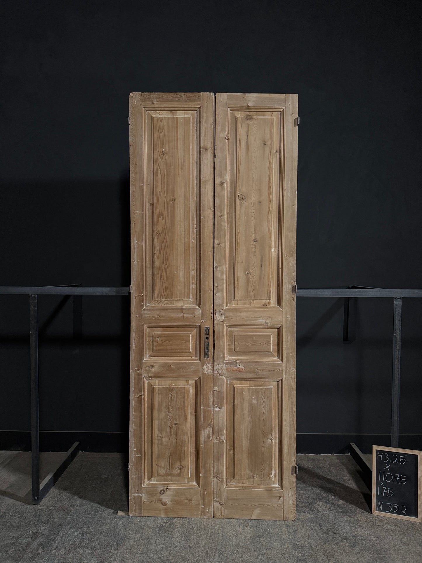 Antique 3 Panel Solid Double Doors - 43.25x110.75 - N332