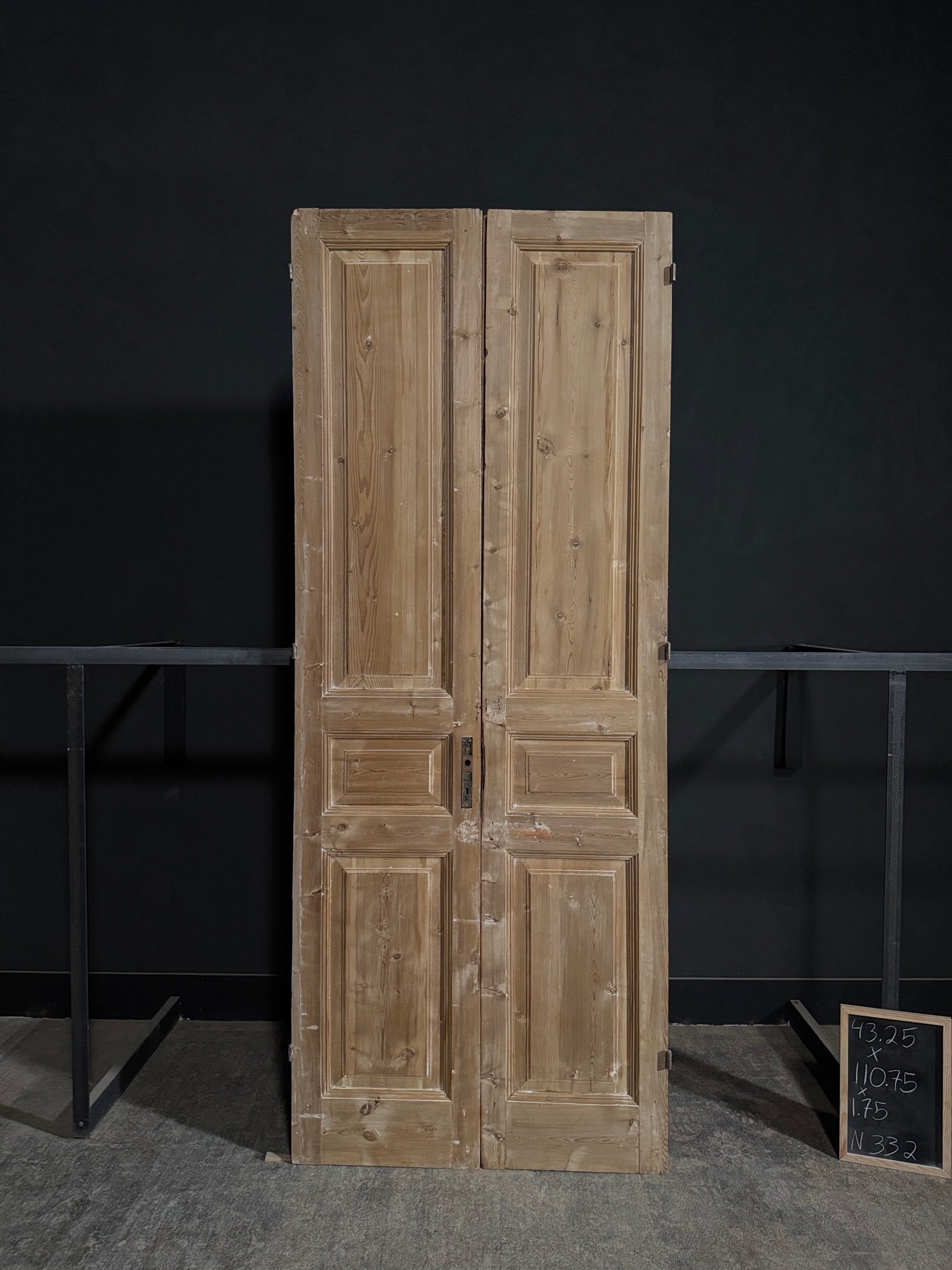Antique 3 Panel Solid Double Doors - 43.25x110.75 - N332