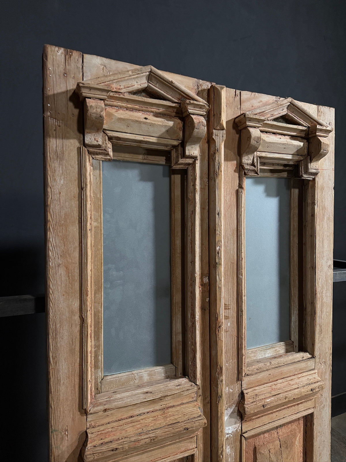 Antique Architectural Textured Glass Double Doors - 47x88.25 - N745