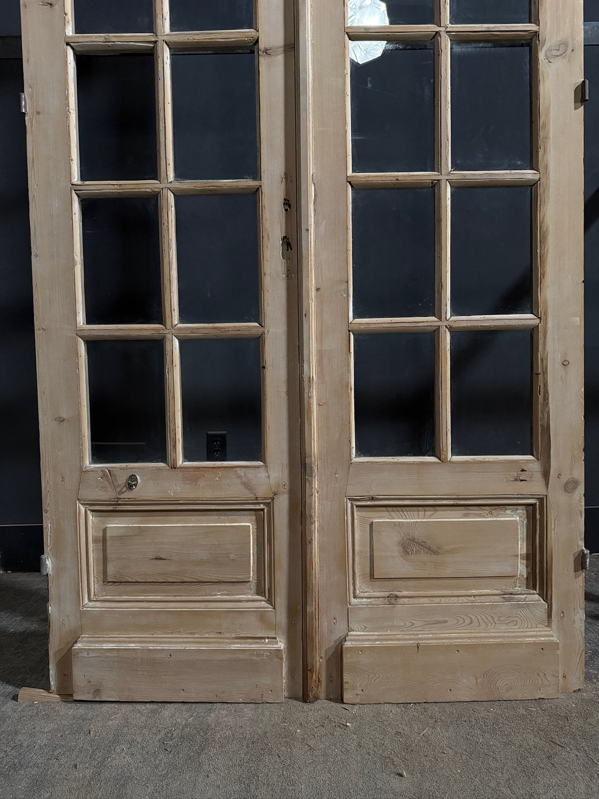 Antique Clear Glass Raised Panel French Doors - 48x98.5 - N772