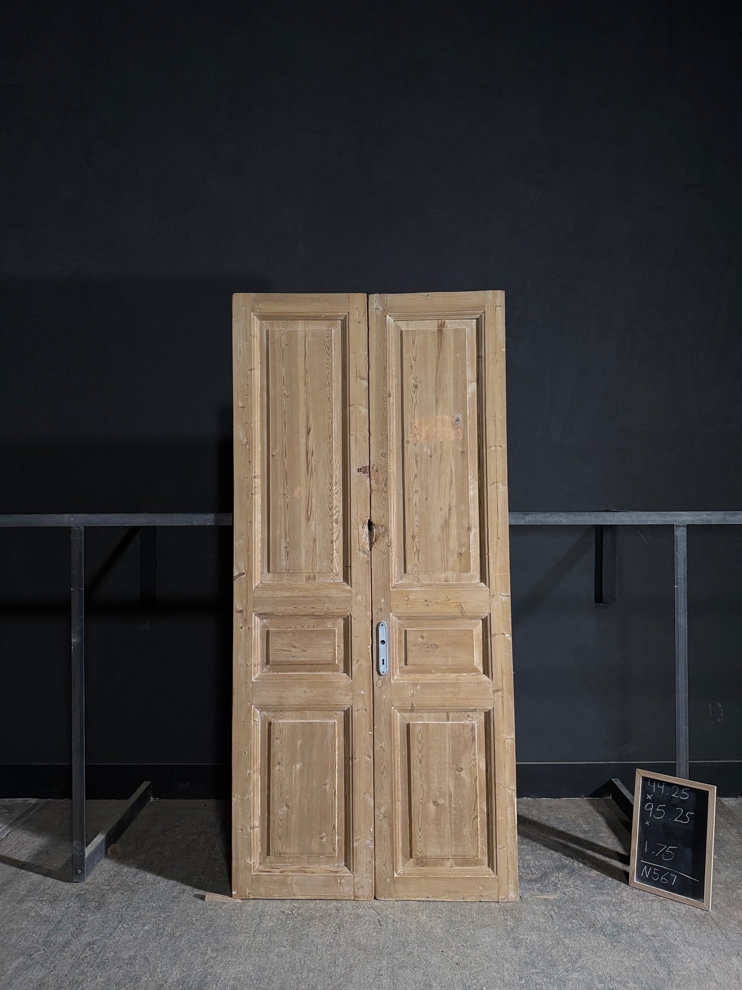 Antique 3 Panel Solid Double Doors - 44.25x95.25 - N567